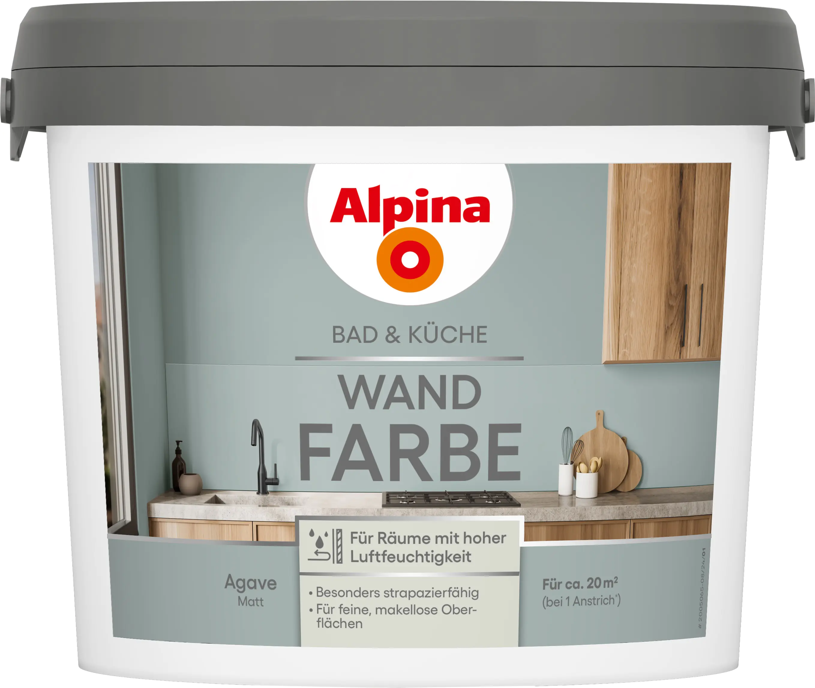 Alpina Wandfarbe für Küche & Badezimmer Agave 2,5 L