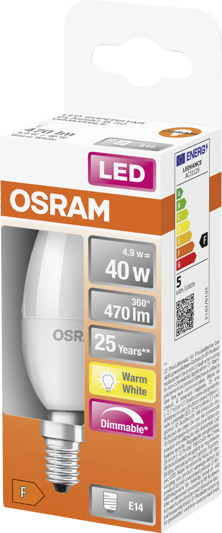 Osram LED Leuchtmittel Superstar Classic B E14 5 W dimmbar weiß matt