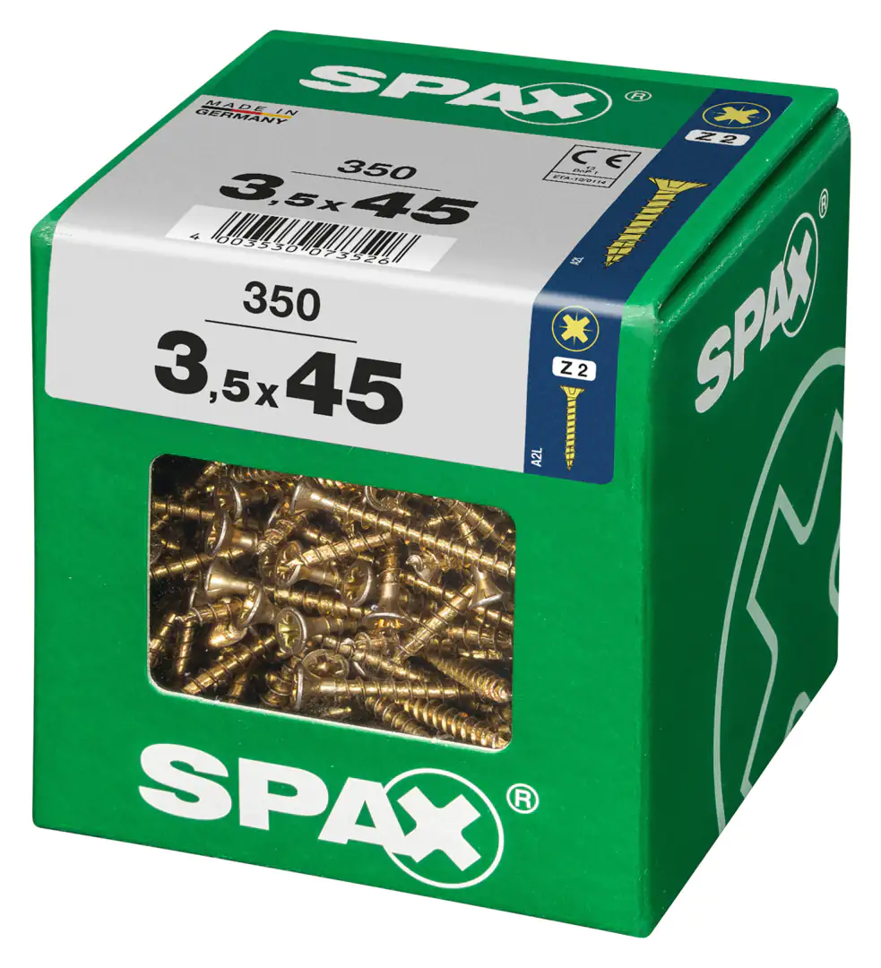 Spax Universalschrauben 3.5 x 45 mm PZ 2 - 350 Stk. Spax Universalschrauben 3.5 x 45 mm PZ 2 - 350 Stk.