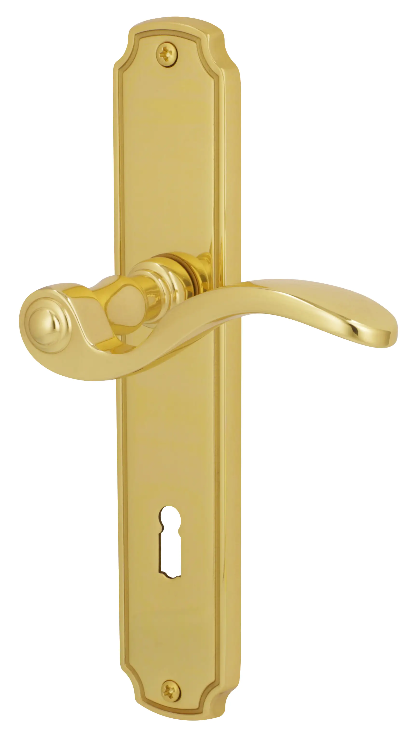 Alpertec BB-Langschildgarnitur Rebeca Messing gold abgerundet Alpertec BB-Langschildgarnitur Rebeca Messing gold abgerundet