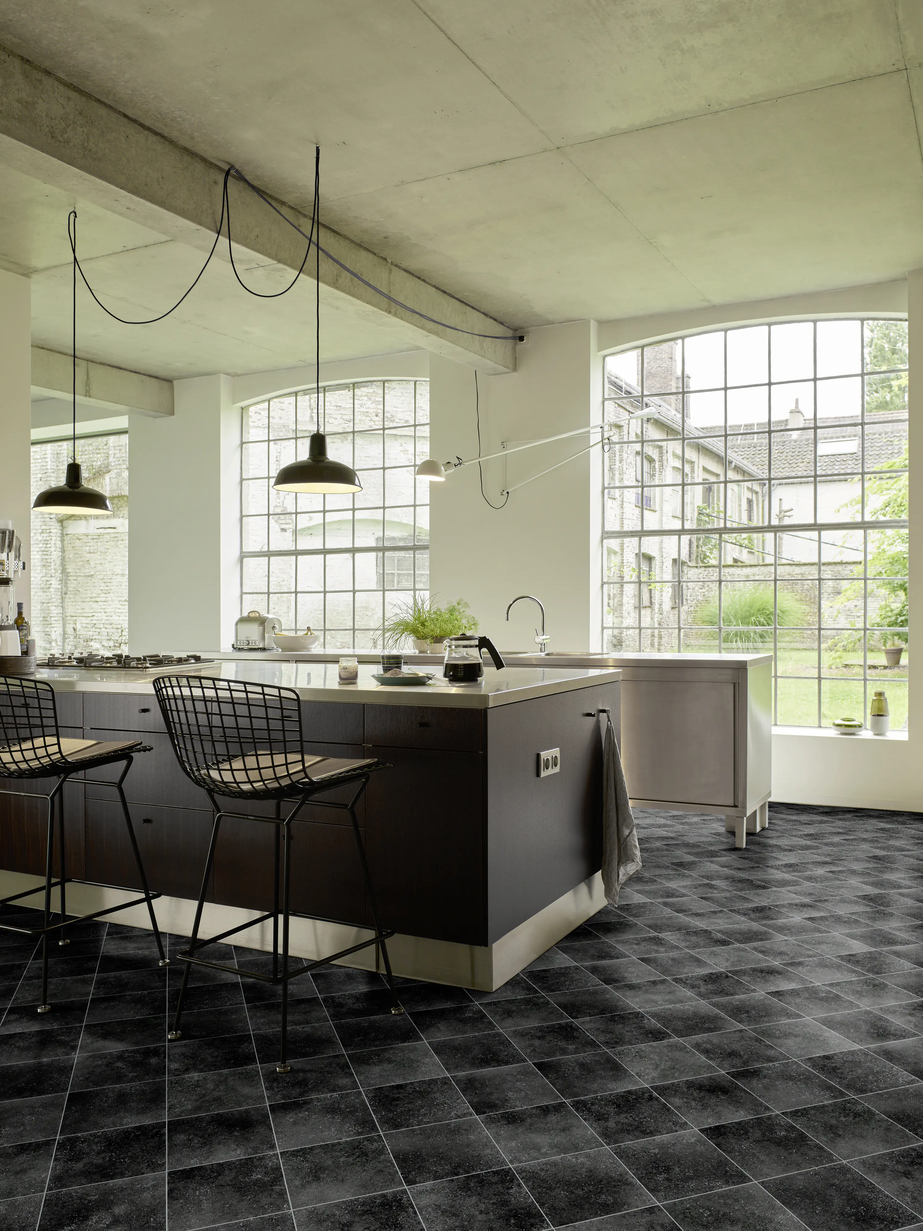 Bodenbelag Vinyl 3 m Track Fliesenoptik anthrazit