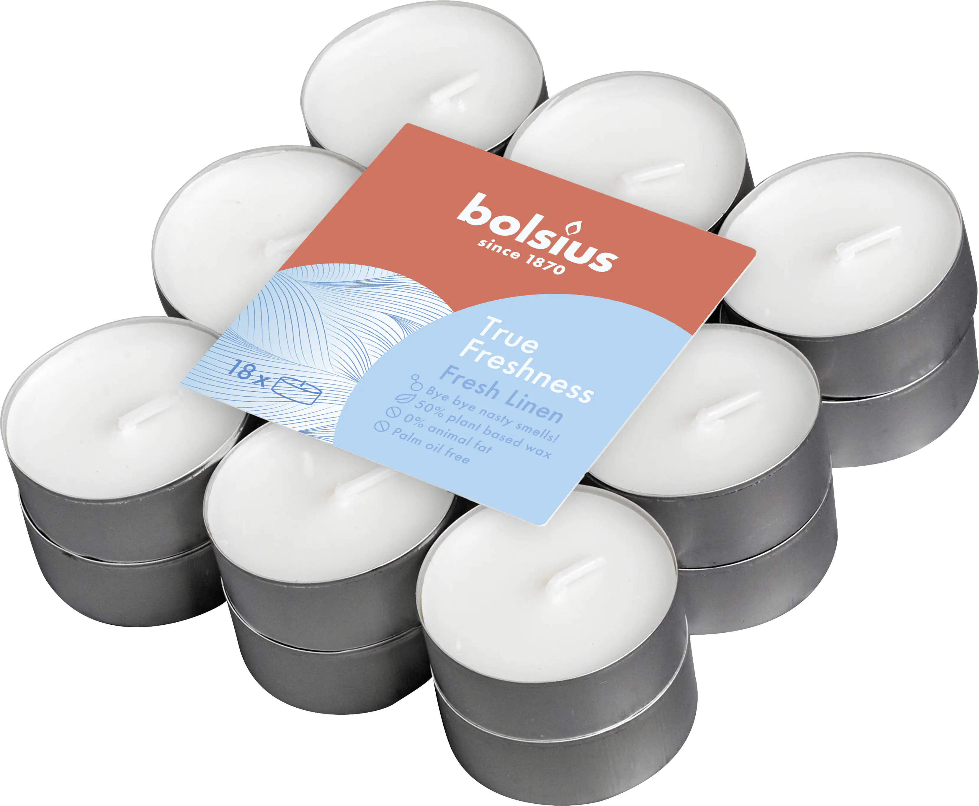 8717847144034 Bolsius Duftteelichter True Freshness Morgenfrische Ø 3,8 cm, 18er Pack