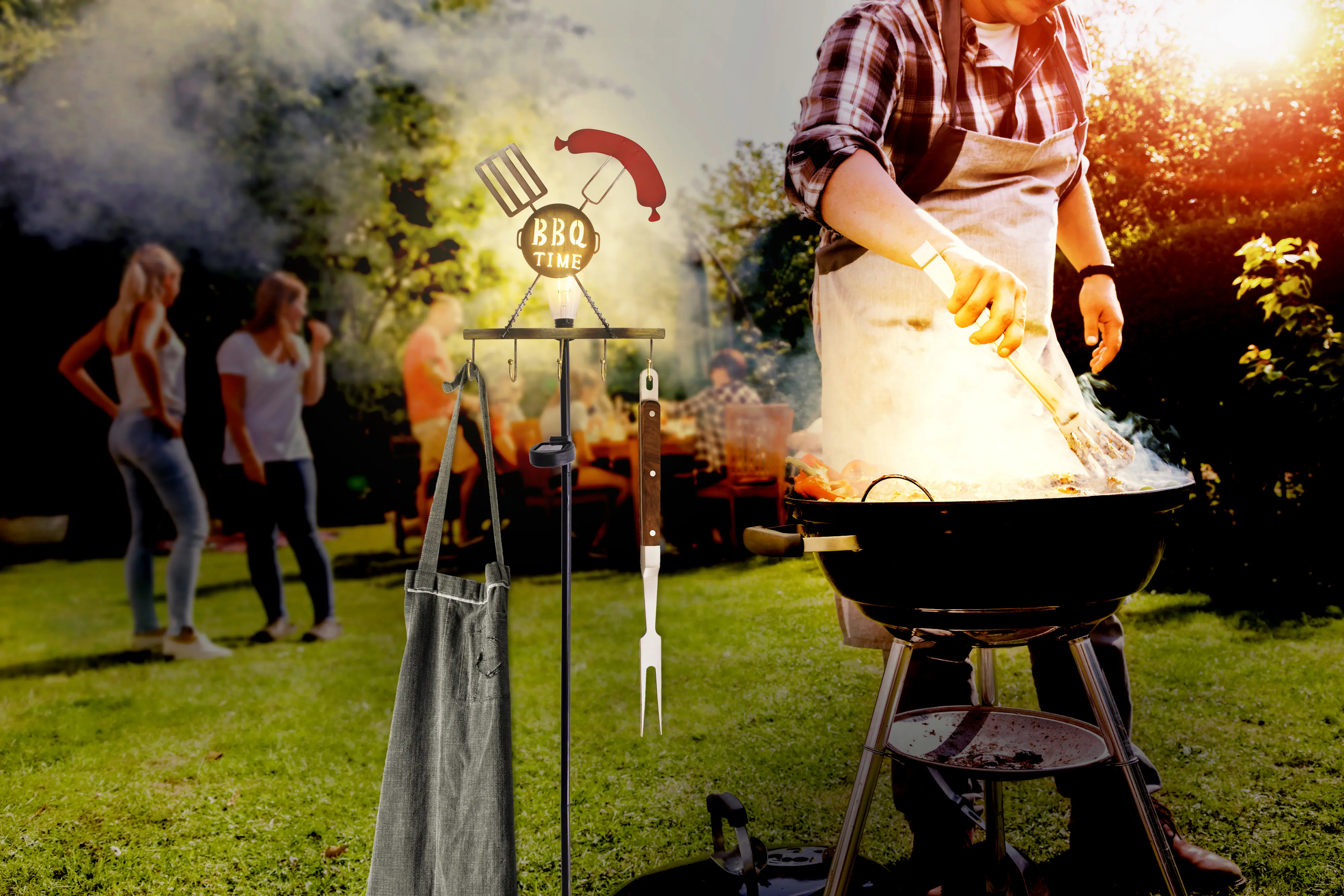 Näve Solar-Gartenleuchte LED mit Dämmerungssensor BBQ Time 130 x 27 cm rostbraun