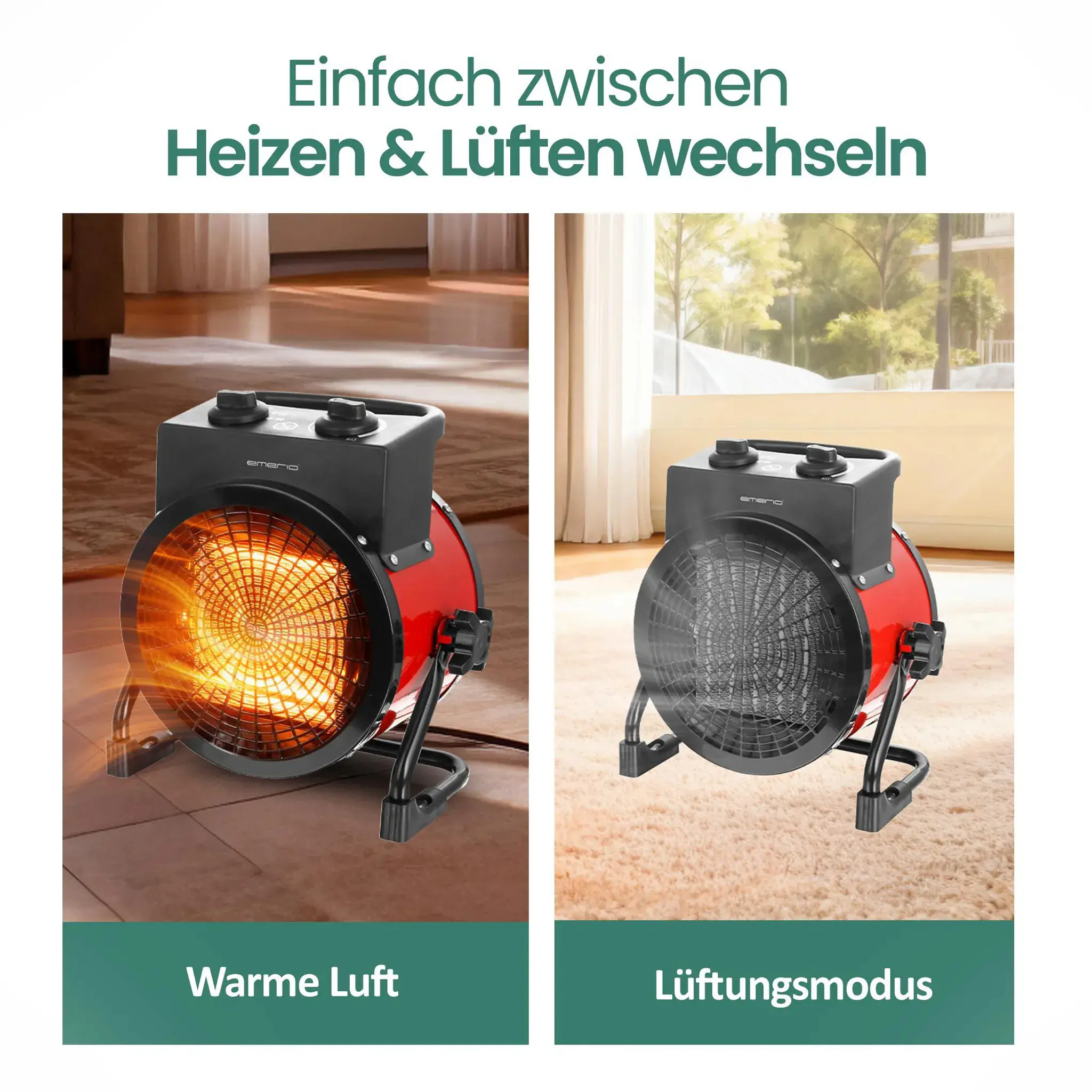 emerio Heizlüfter 3000 Watt, mit Tragegriff