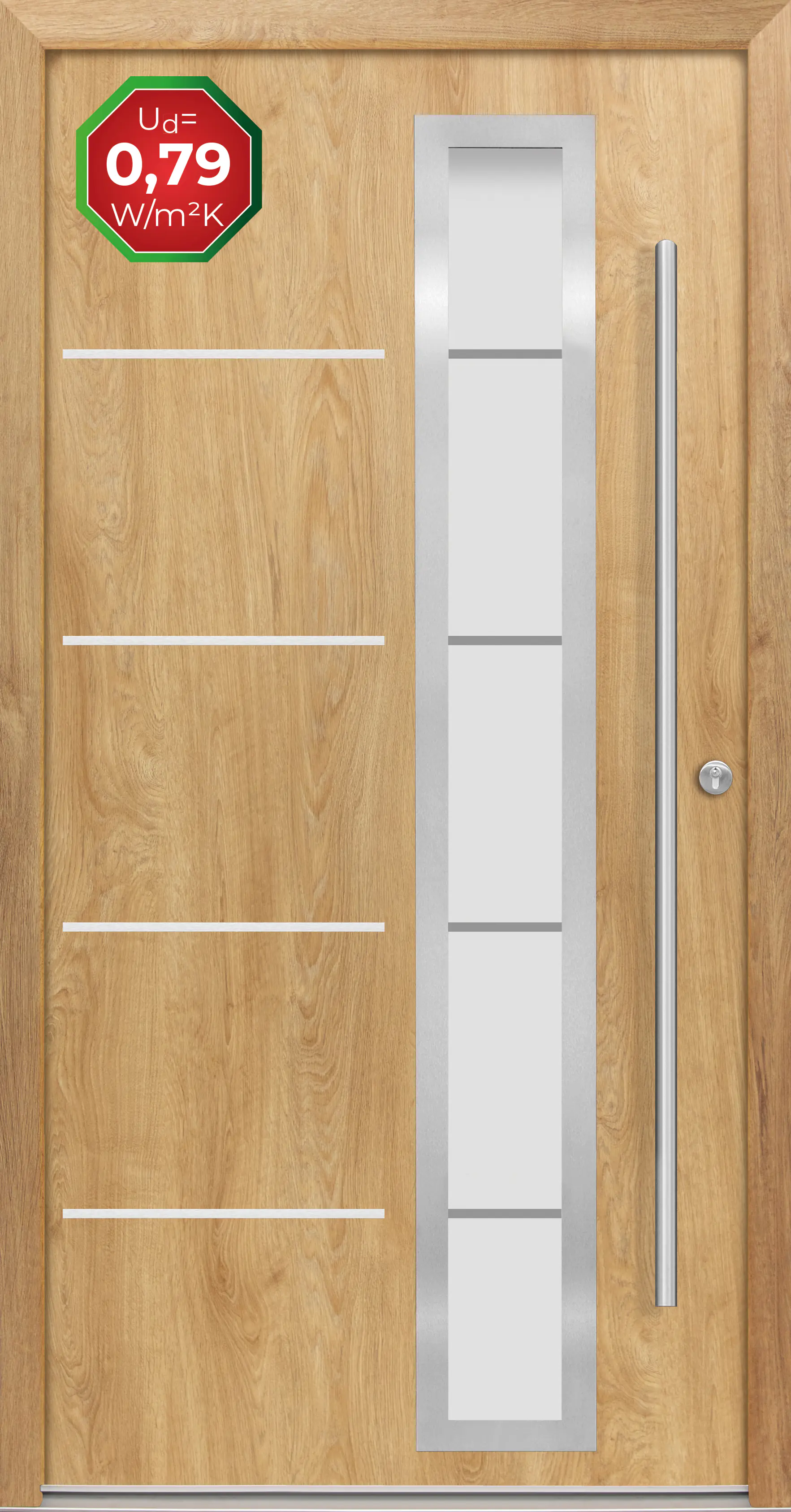 Splendoor Haustür Passivedoor Premium B06 Eiche Natur DIN Rechts 110 x 210 cm