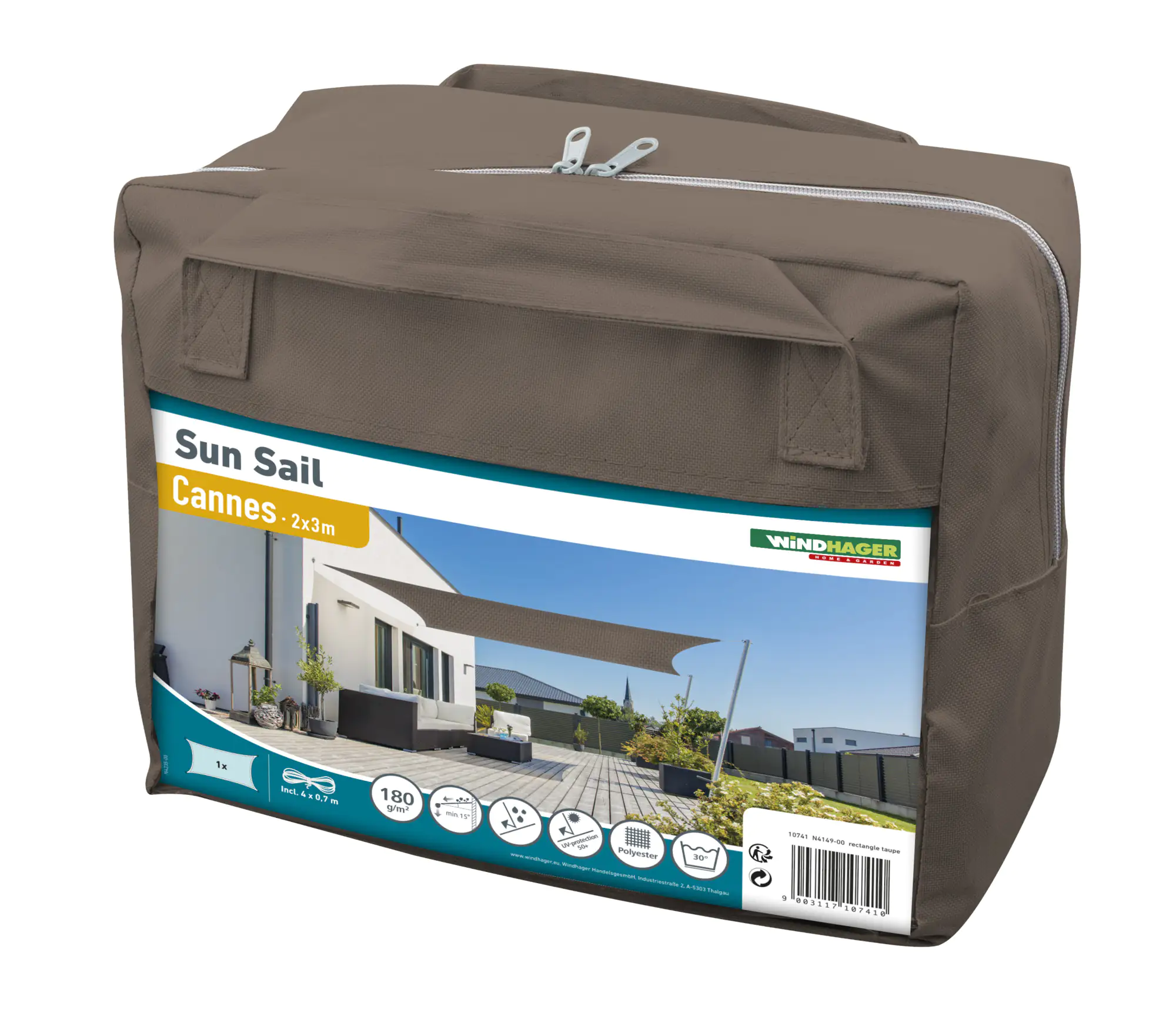 Windhager Sonnensegel Cannes taupe 2 x 3 m
