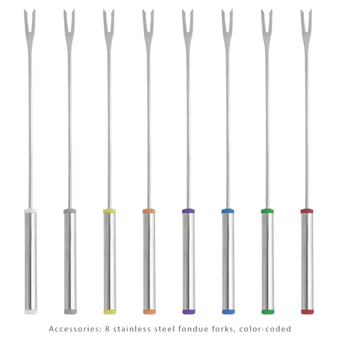 Clatronic Fondue FD3783 Edelstahltopf, 8 Fonduegabeln
