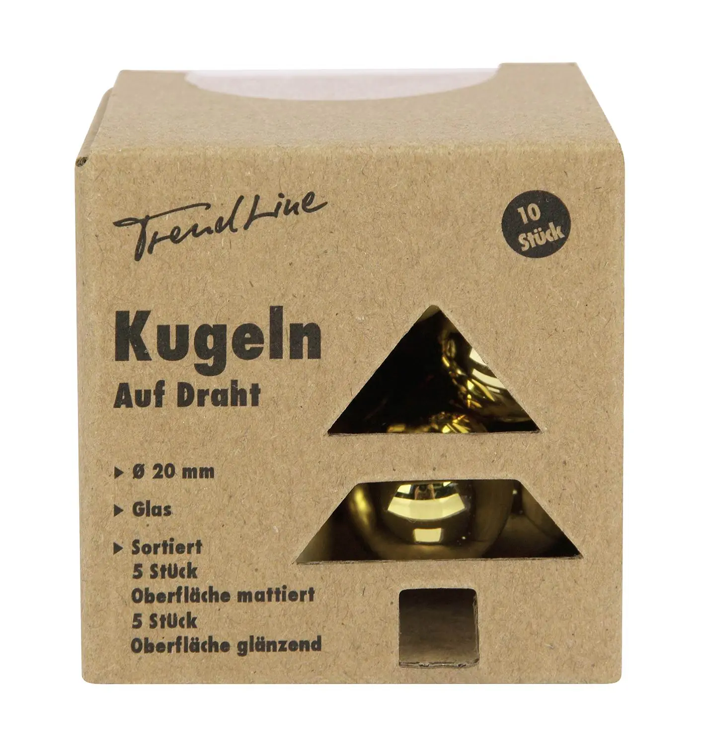 TrendLine Weihnachtskugeln aus Glas auf Draht Ø 2 cm gold 10 Stück