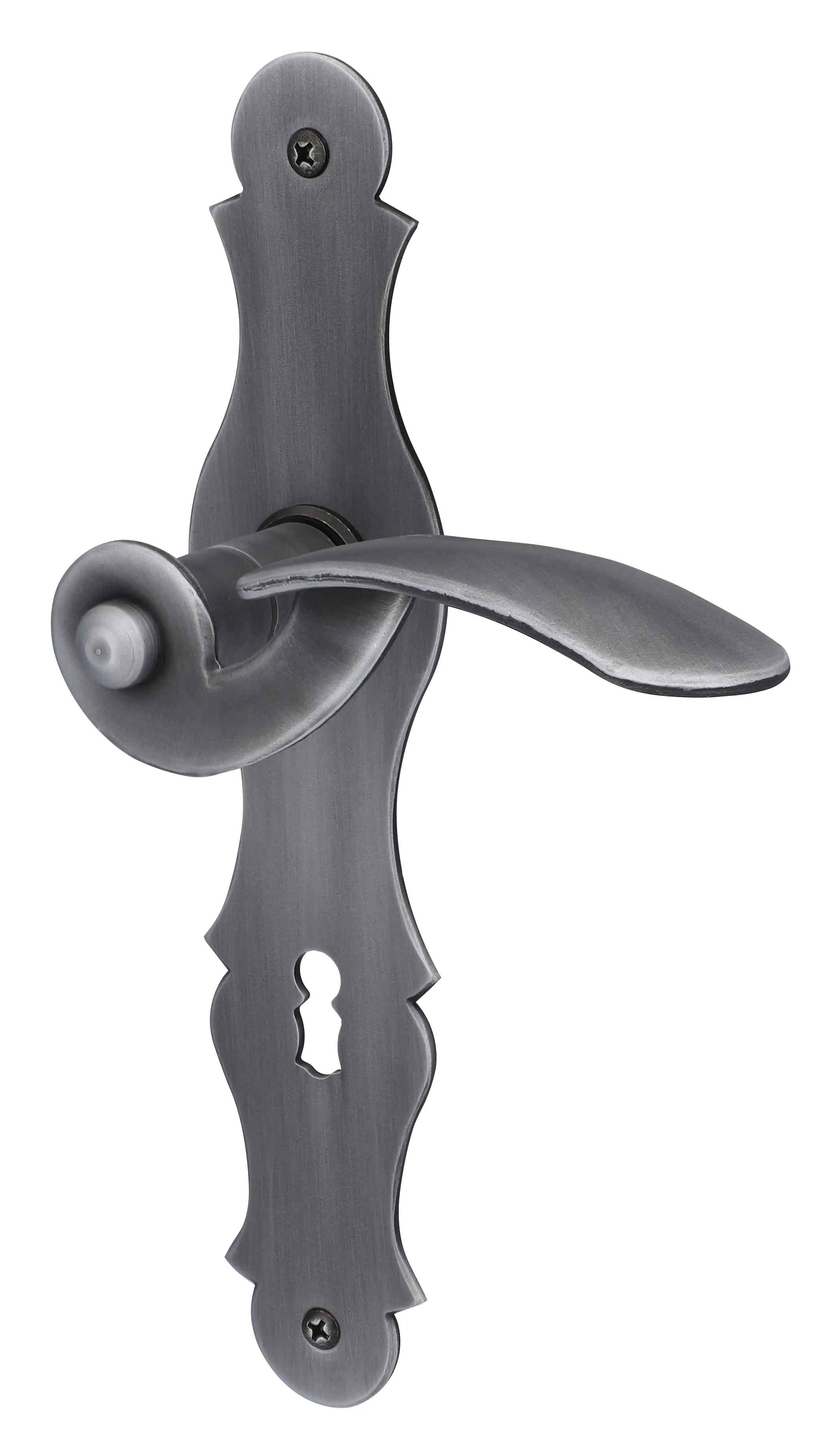 Alpertec Langschildgarnitur Elias II Schmiedeisen stahlgrau verschnörkelt