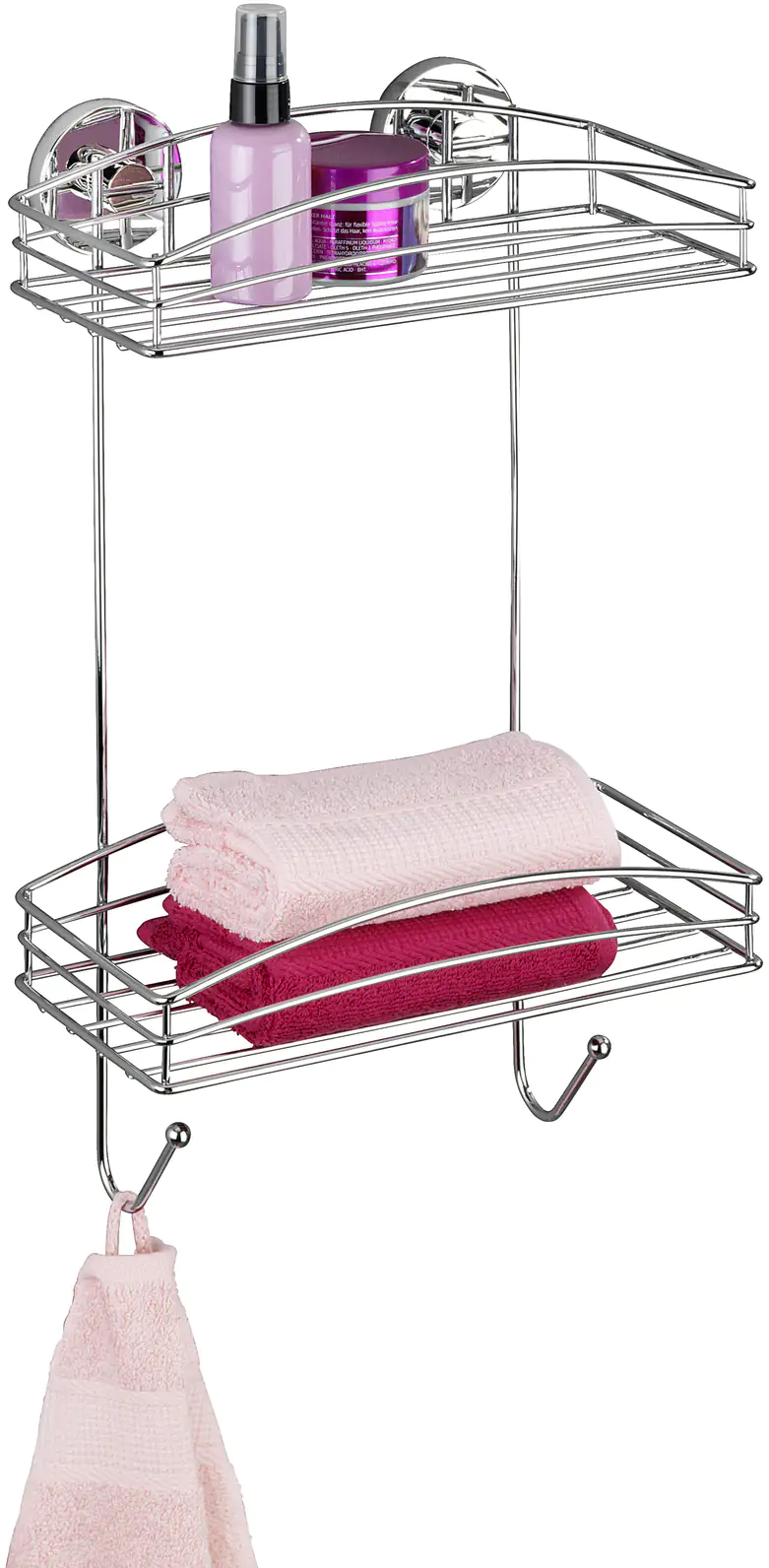 Wenko Wandregal Vacuum-Loc Stahl, chrom, 2 Ablagen