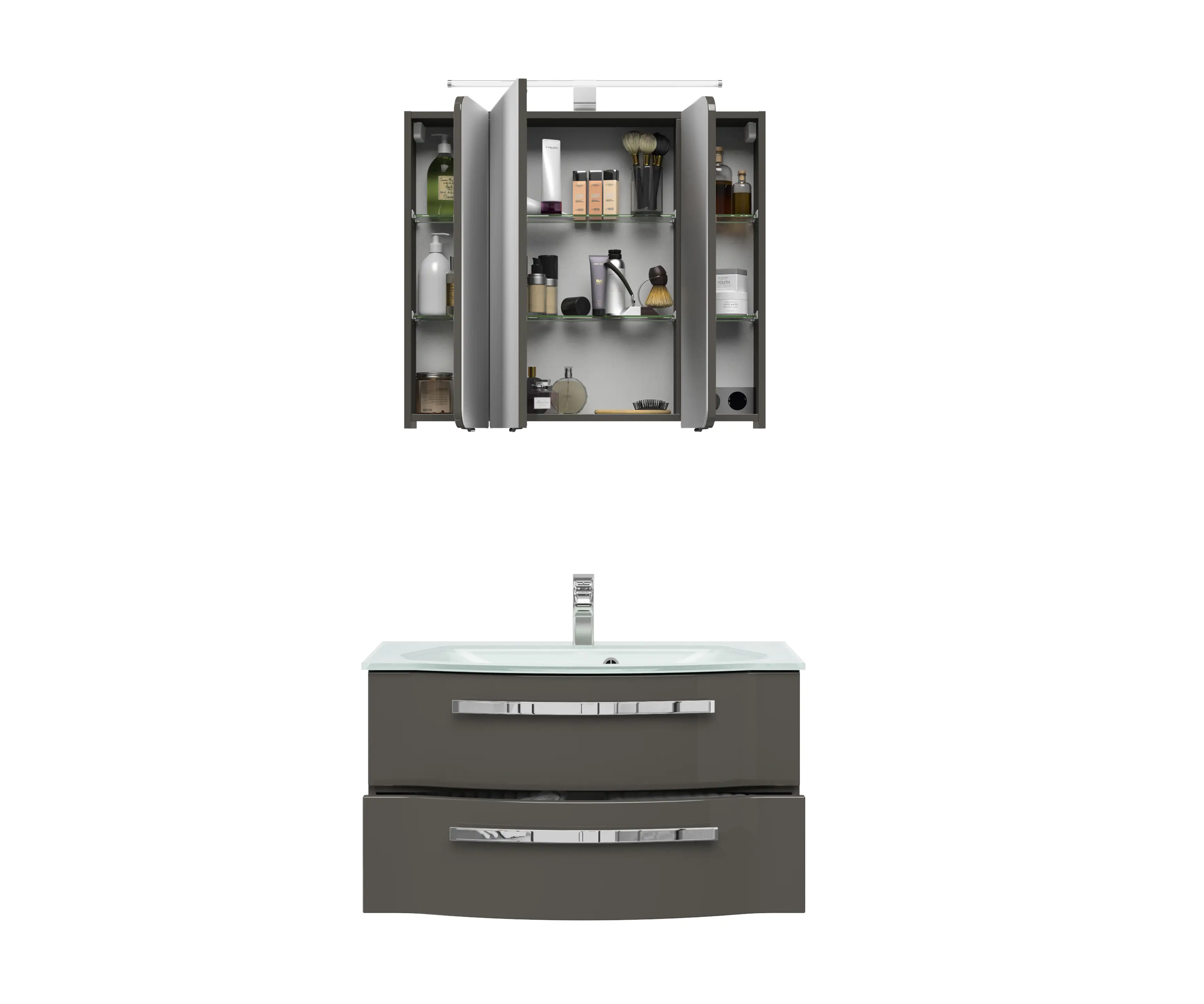 4017026103024_4 Pelipal Badblock Fokus 4005 Lack steingrau Hochglanz, Breite 92 cm