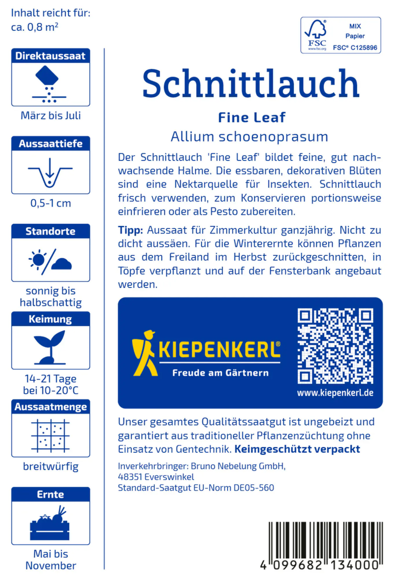 Kiepenkerl Saatgut Schnittlauch Fine Leaf für ca. 0,5 - 1 m²