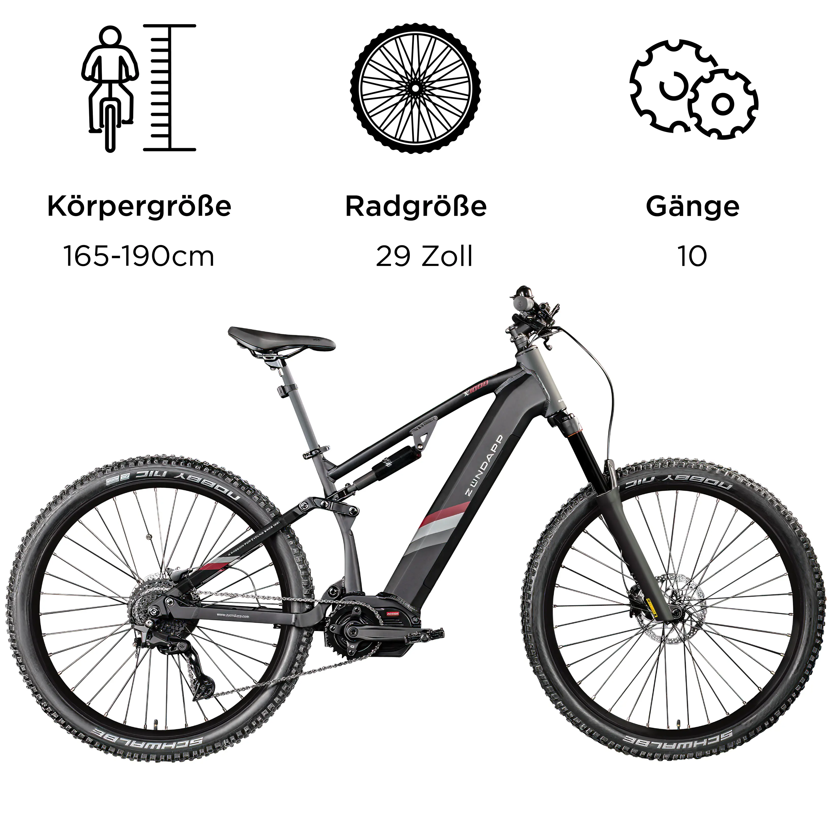 Zündapp E-Bike MTB X1000 29 Zoll 10-Gang 733 Wh schwarz	
