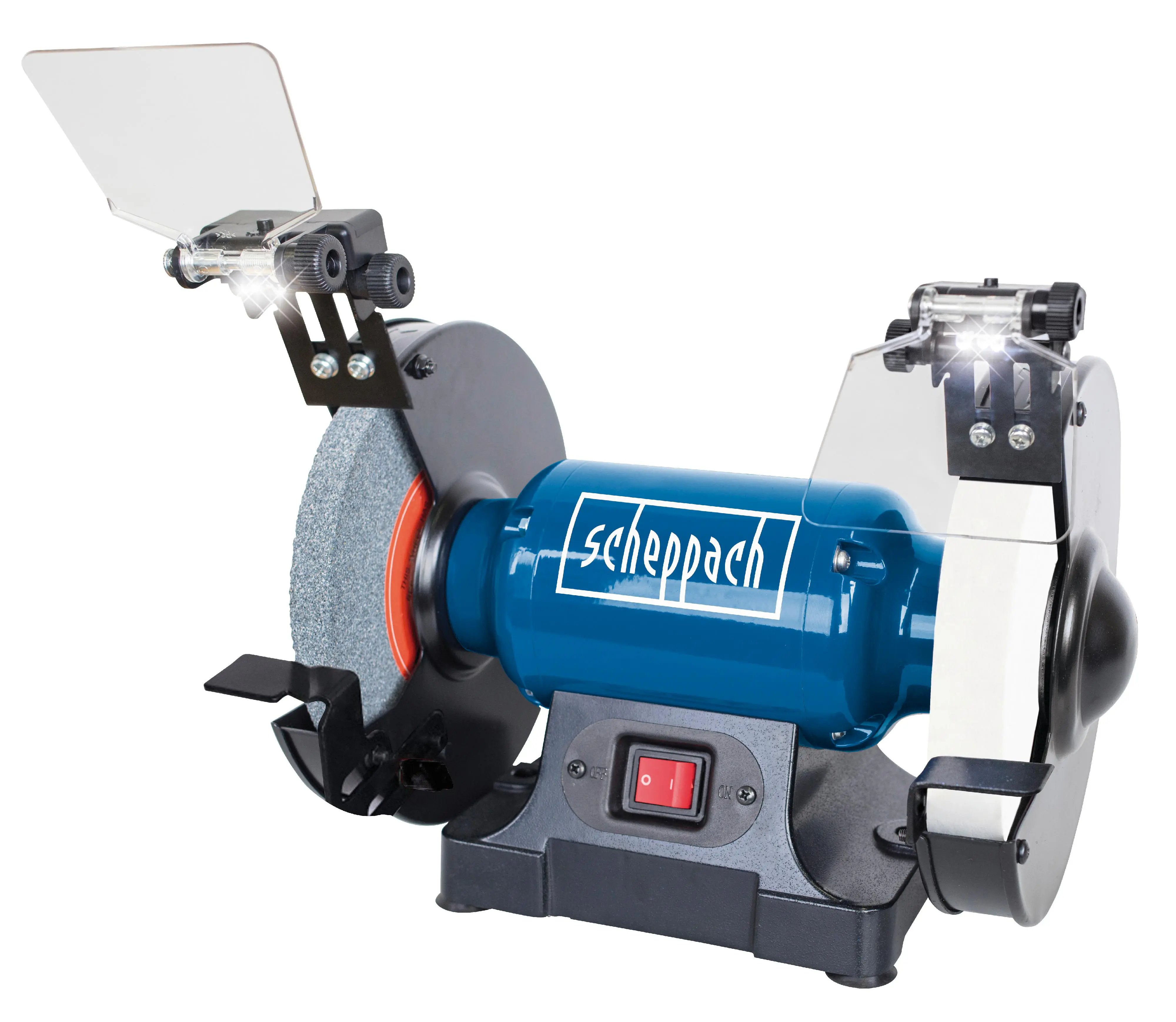 Scheppach Doppelschleifer SM200AL 500 W 2850 U/min 200 mm Schleifsteine K36 und K100 LED und Funkenschutz