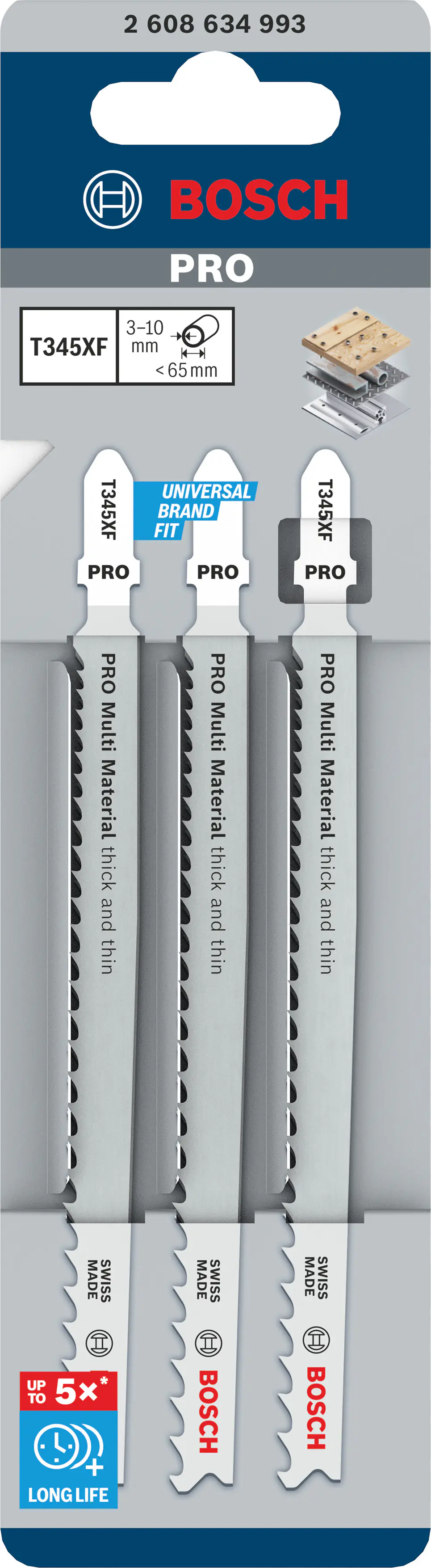 Bosch PRO Stichsägeblatt Multi Material T345XF 132 mm 3 Stück Bosch PRO Stichsägeblatt Multi Material T345XF 132 mm 3 Stück