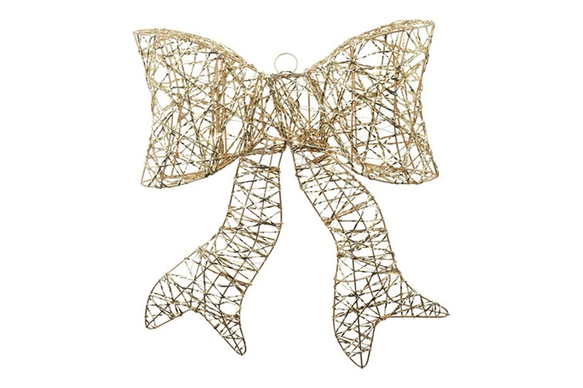 Flamingo LED-Schleife Leia Weihnachten mit Timer Metall 35 x 39 cm warmweiß gold