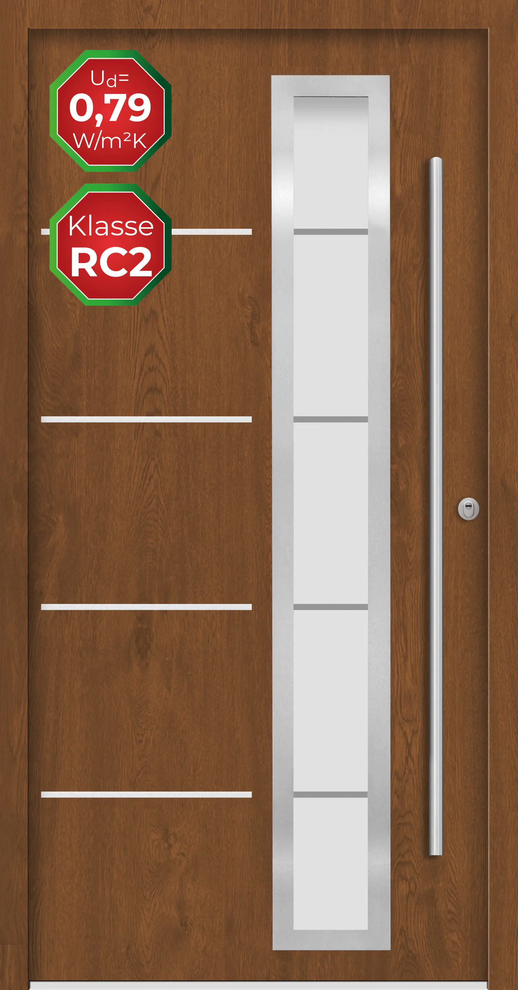 Splendoor Haustür Passivedoor Premium B06 RC2 Golden Oak DIN Rechts 110 x 210 cm