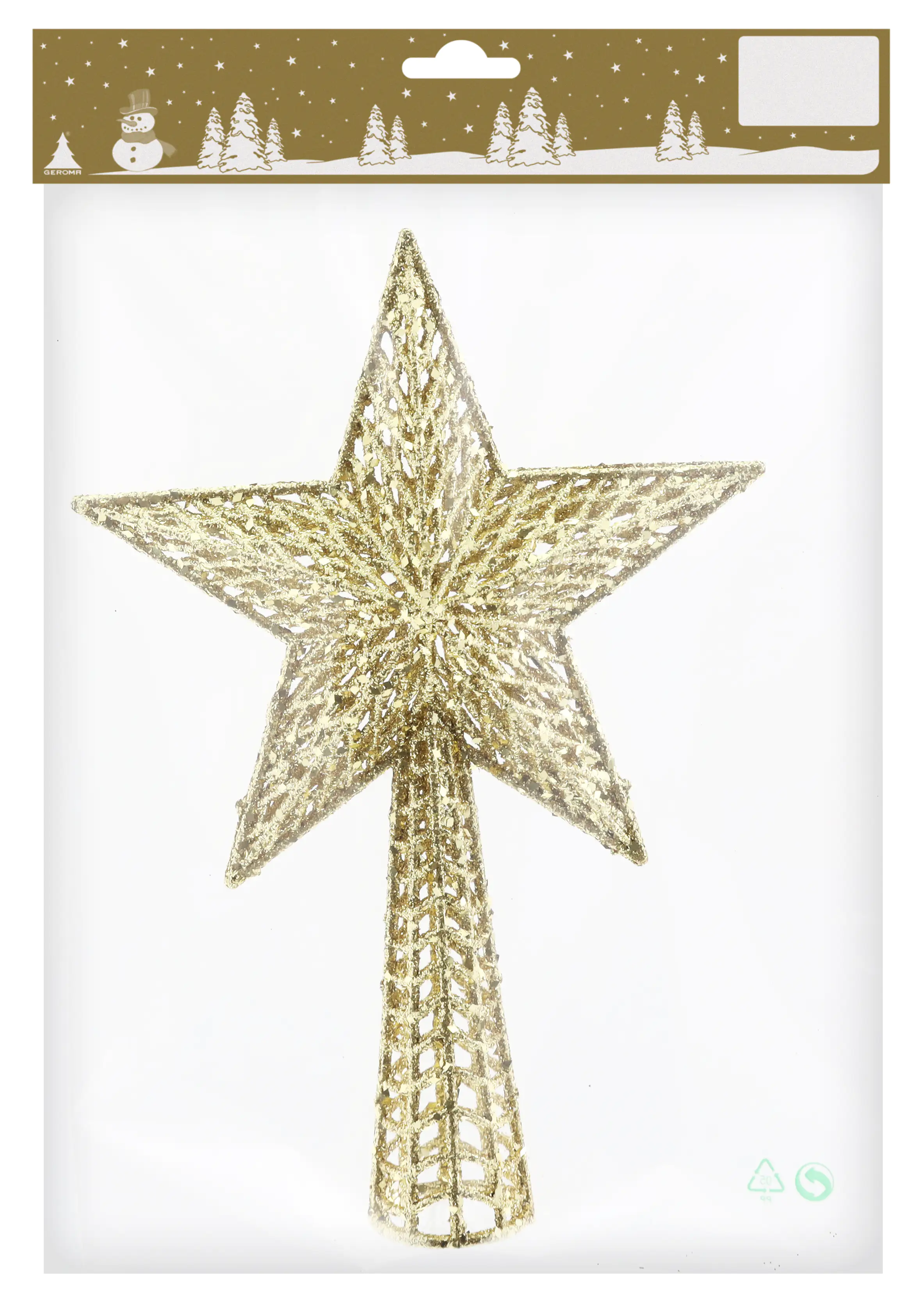 Baumspitze Stern gold mit Glitter 27 cm Baumspitze Stern gold mit Glitter 27 cm