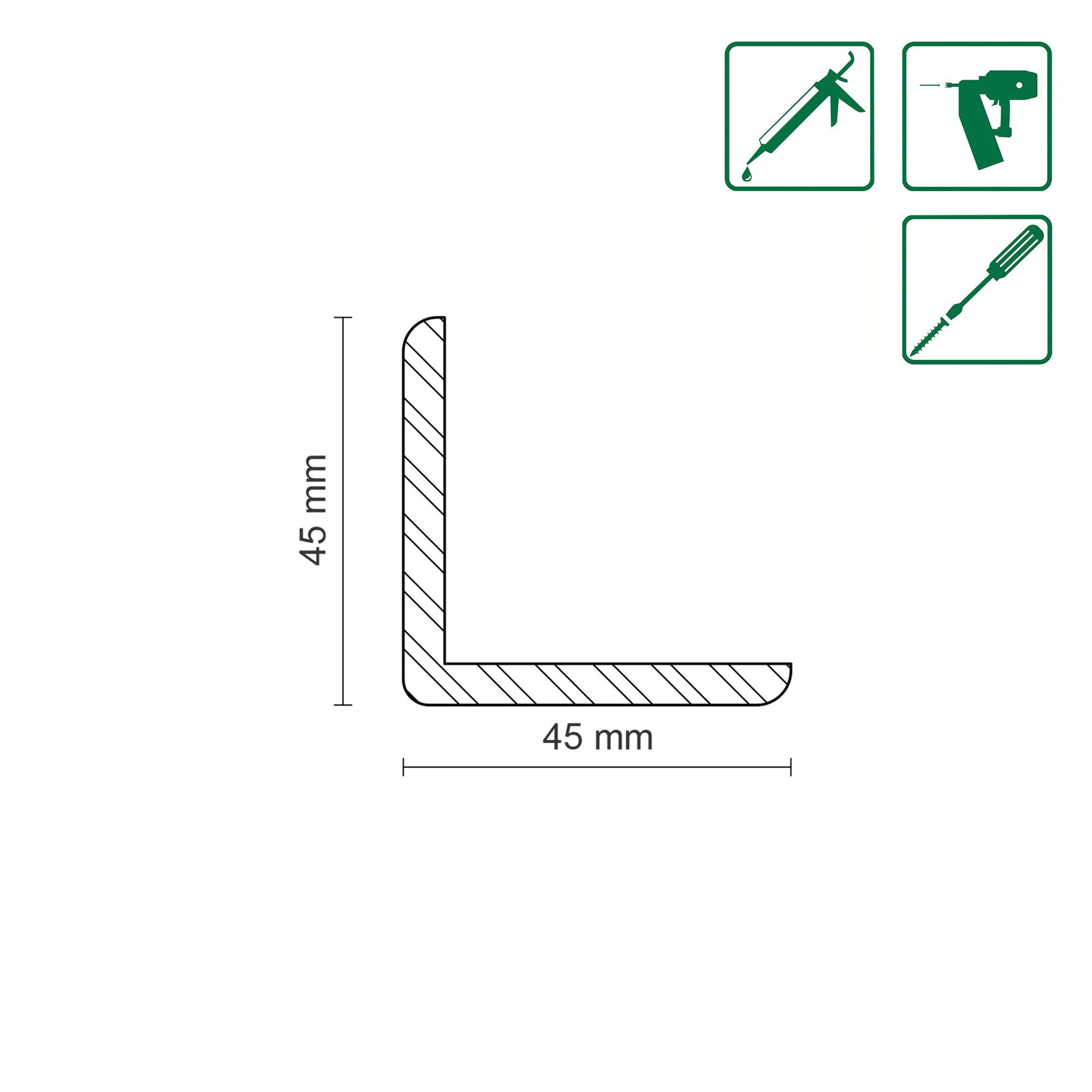 Winkelleiste 200 cm 45 x 45 mm Lärche