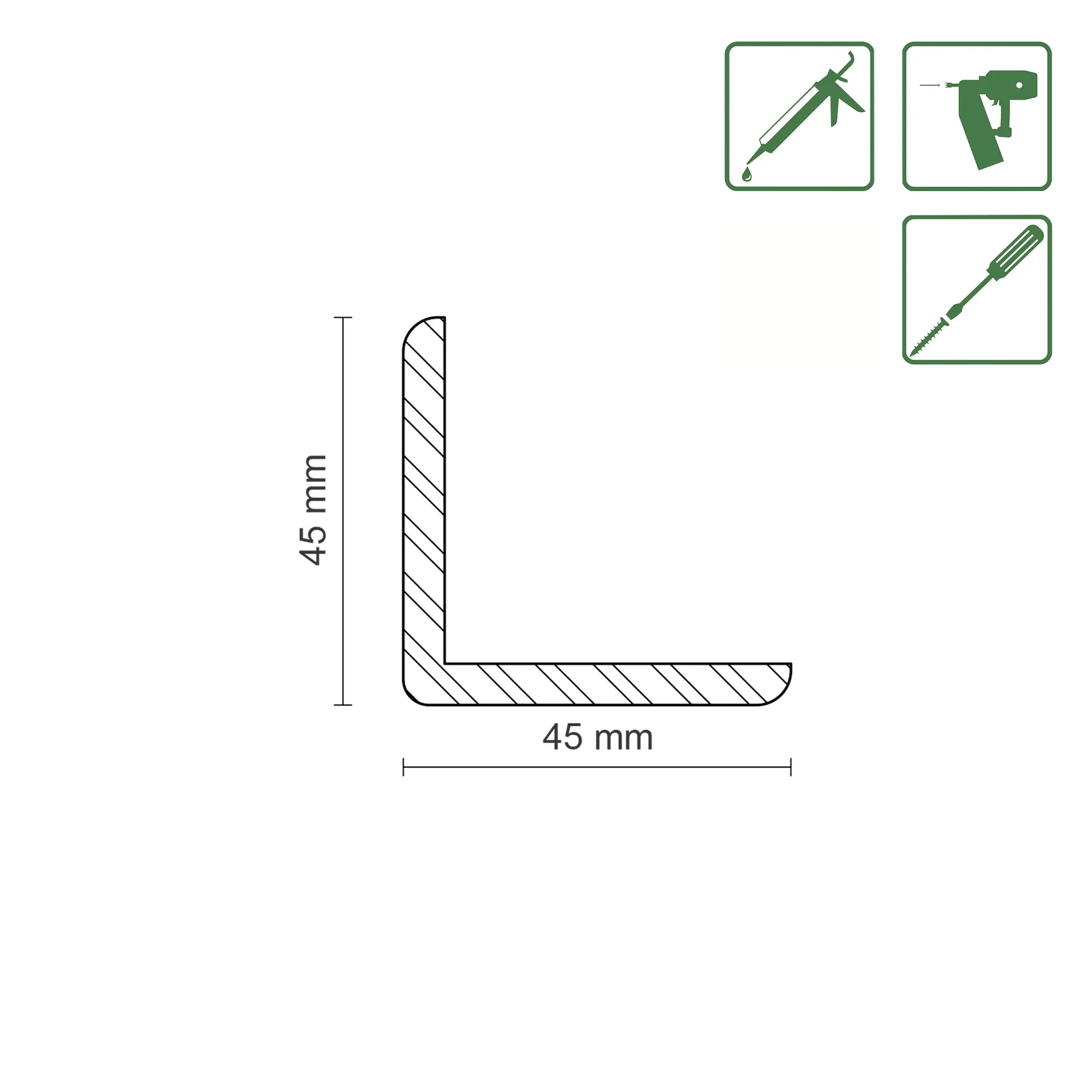 Winkelleiste 200 cm 45 x 45 mm Lärche
