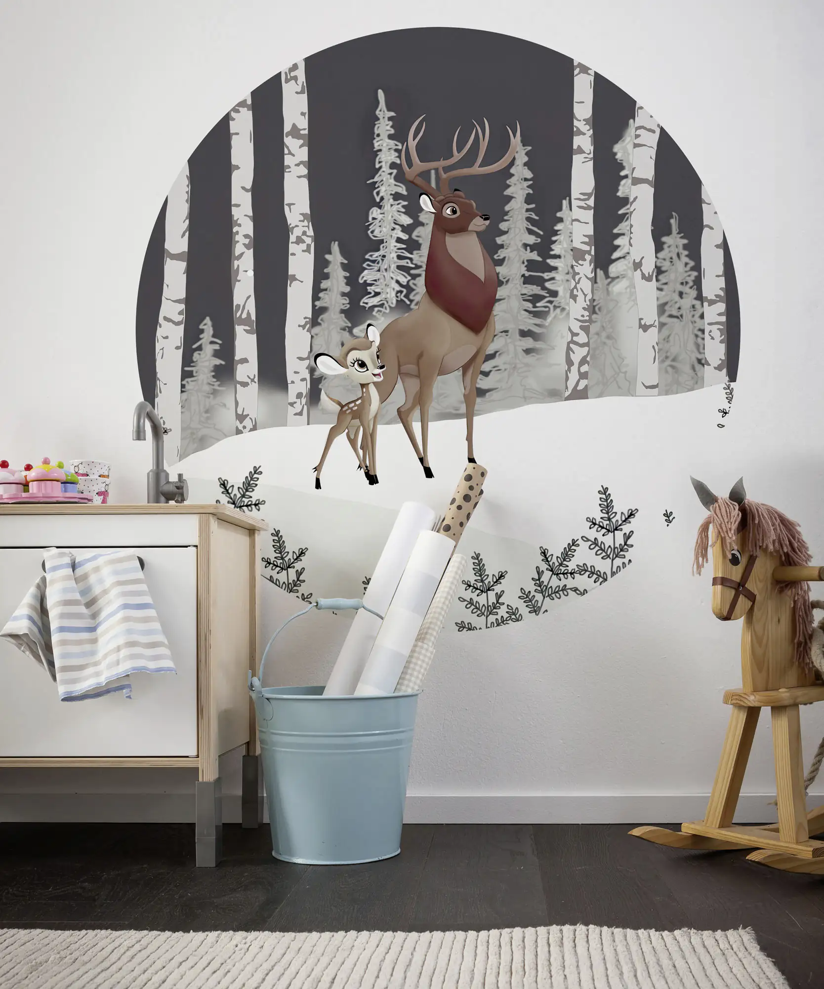 Komar Vlies Fototapete Dot Bambi Great Prince Ø 128 cm, selbstklebend Komar Vlies Fototapete Dot Bambi Great Prince Ø 128 cm, selbstklebend