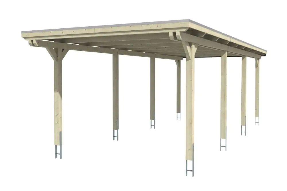 SKAN HOLZ Carport Emsland 354 x 846 cm mit Aluminiumdach, lasiert in Weiß