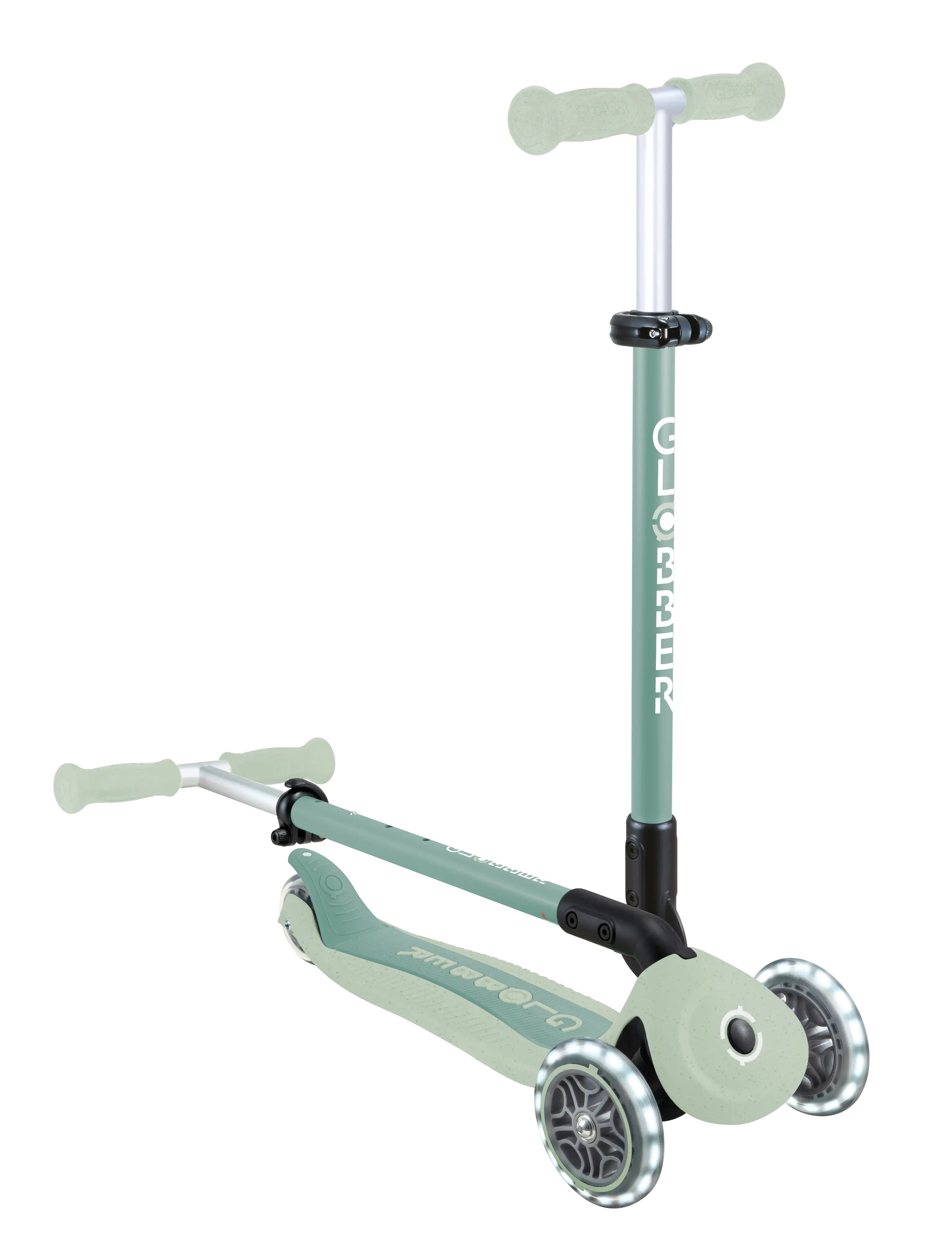 Globber 3-in-1 Fahrzeug Go-Up Active Lights Eco pistazie mit Leuchtrollen