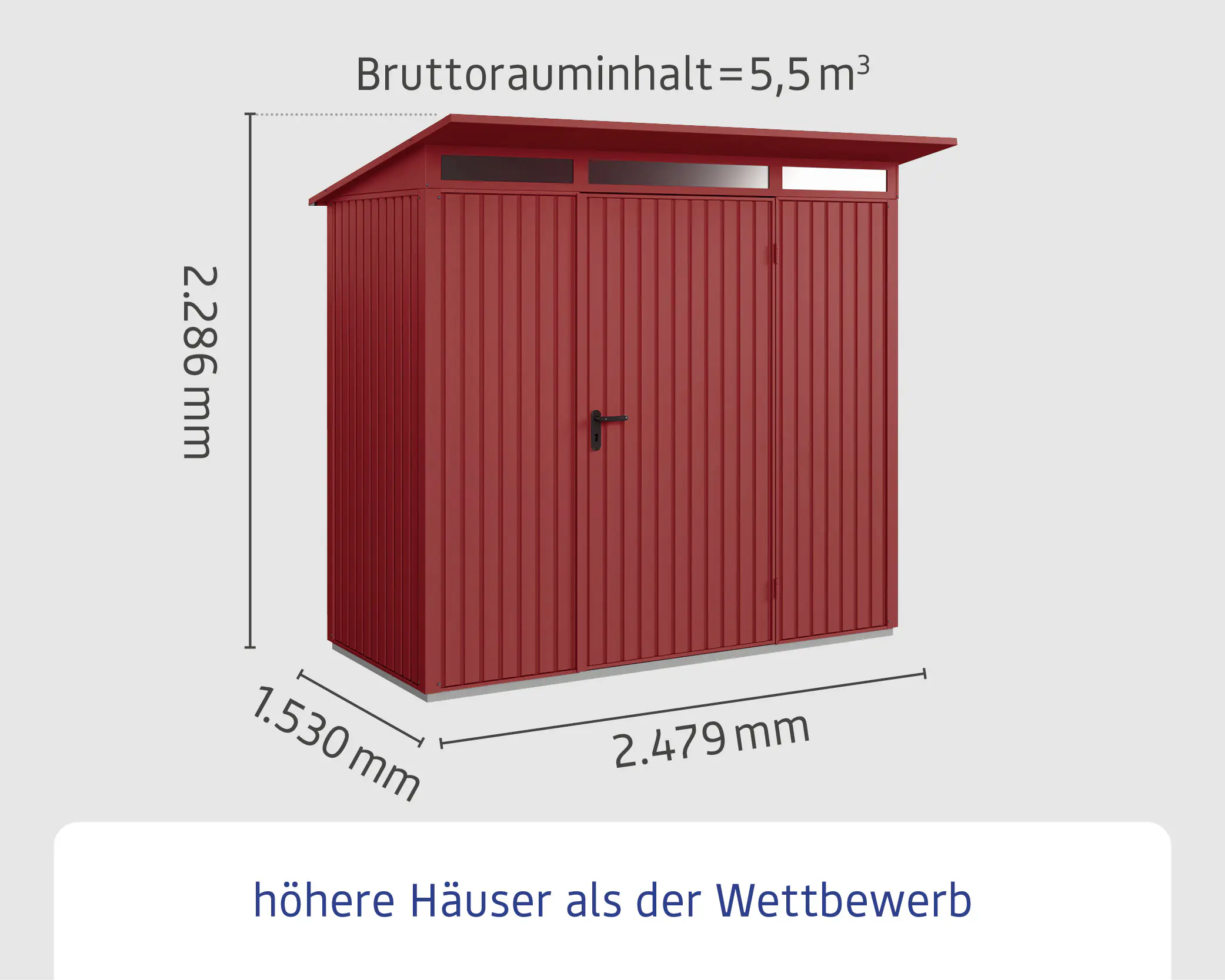 EcoStar Gerätehaus Trend-P Typ 1 purpurrot 247,9 x 153 x 228,6 cm
