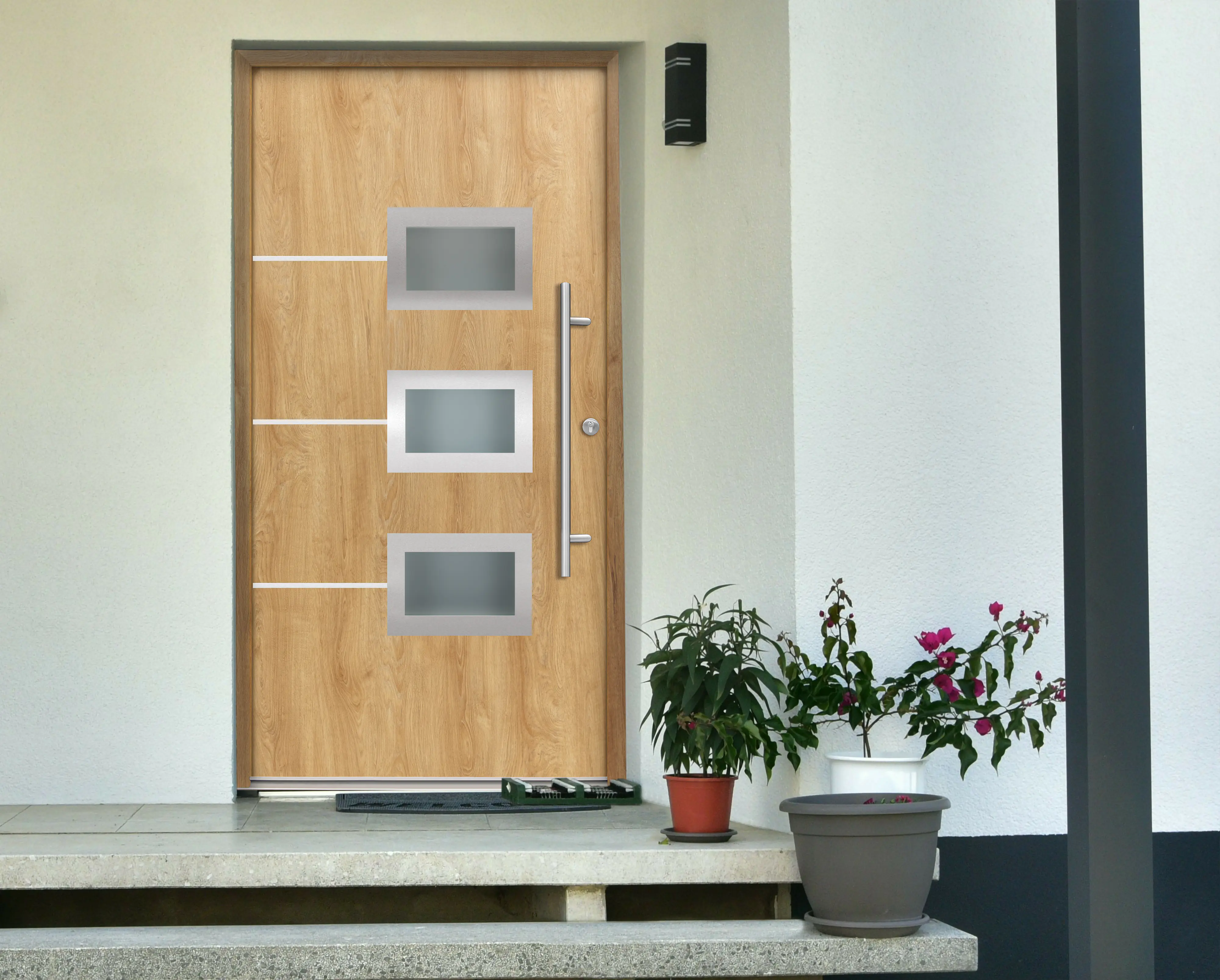 Splendoor Haustür Passivedoor Premium B03 Eiche Natur DIN Rechts 110 x 210 cm