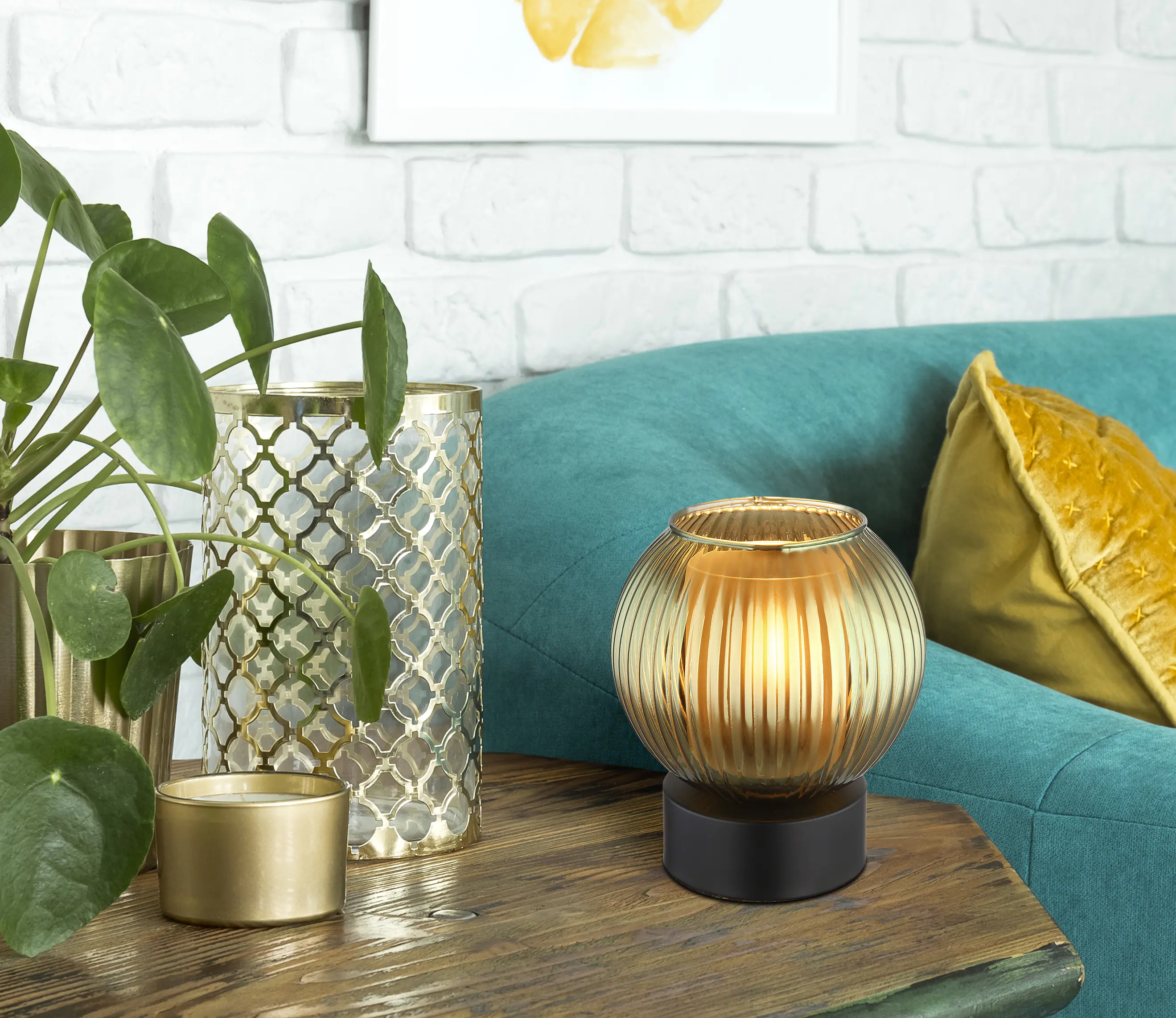 Globo Tischleuchte Zumba schwarz grün 17 x 15 cm E27