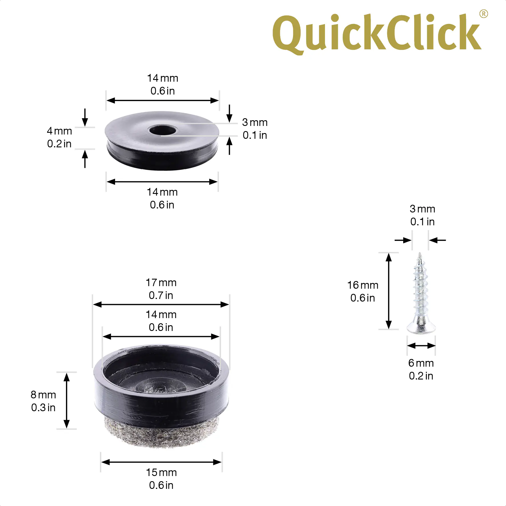 Wagner Möbelgleiter zum Anschrauben Ultrasoft grau schwarz Ø 17 mm - 4 Stück  Wagner Möbelgleiter zum Anschrauben Ultrasoft grau schwarz Ø 17 mm - 4 Stück