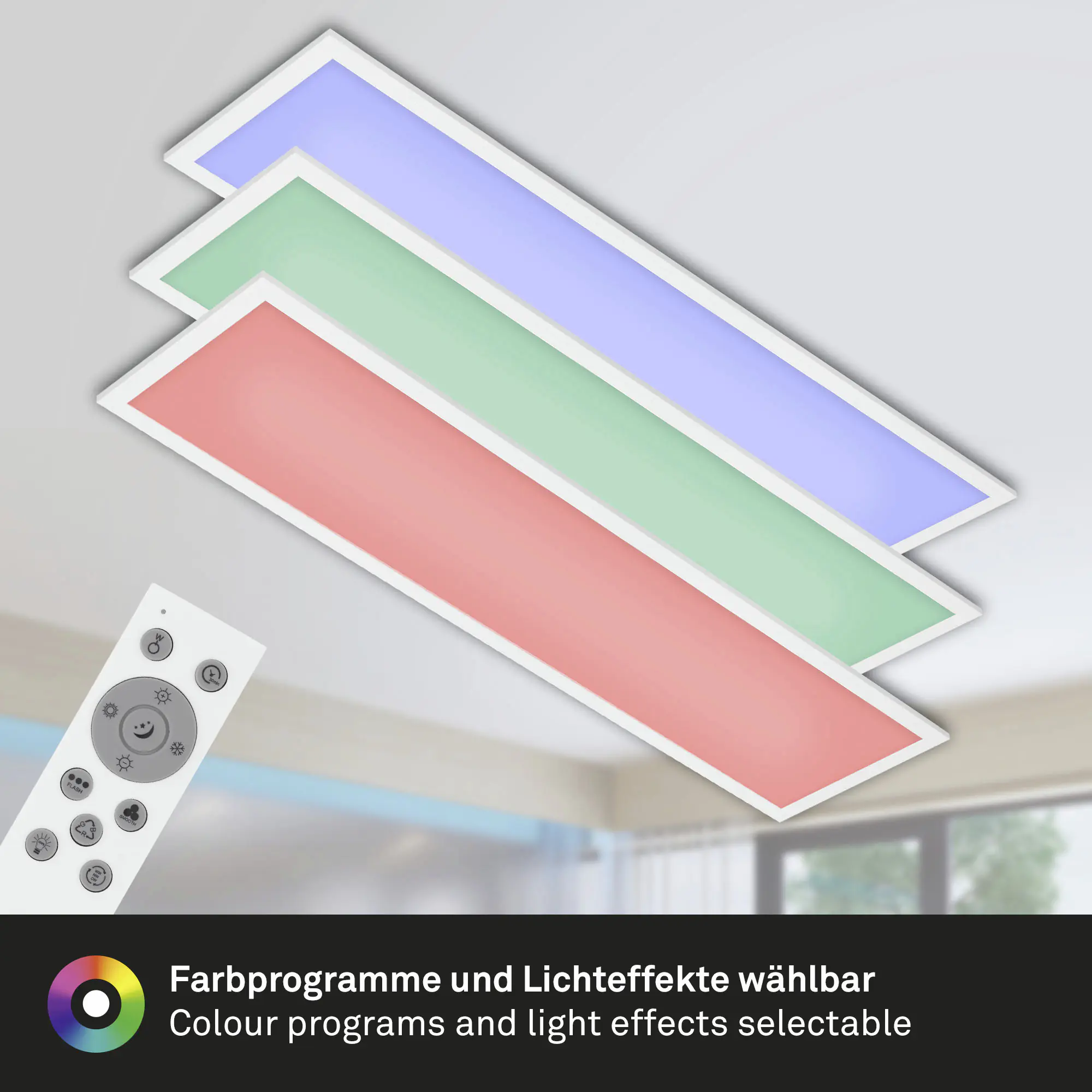 Briloner LED-Panelleuchte ultraflach 100 x 25 cm weiß RGB dimmbar