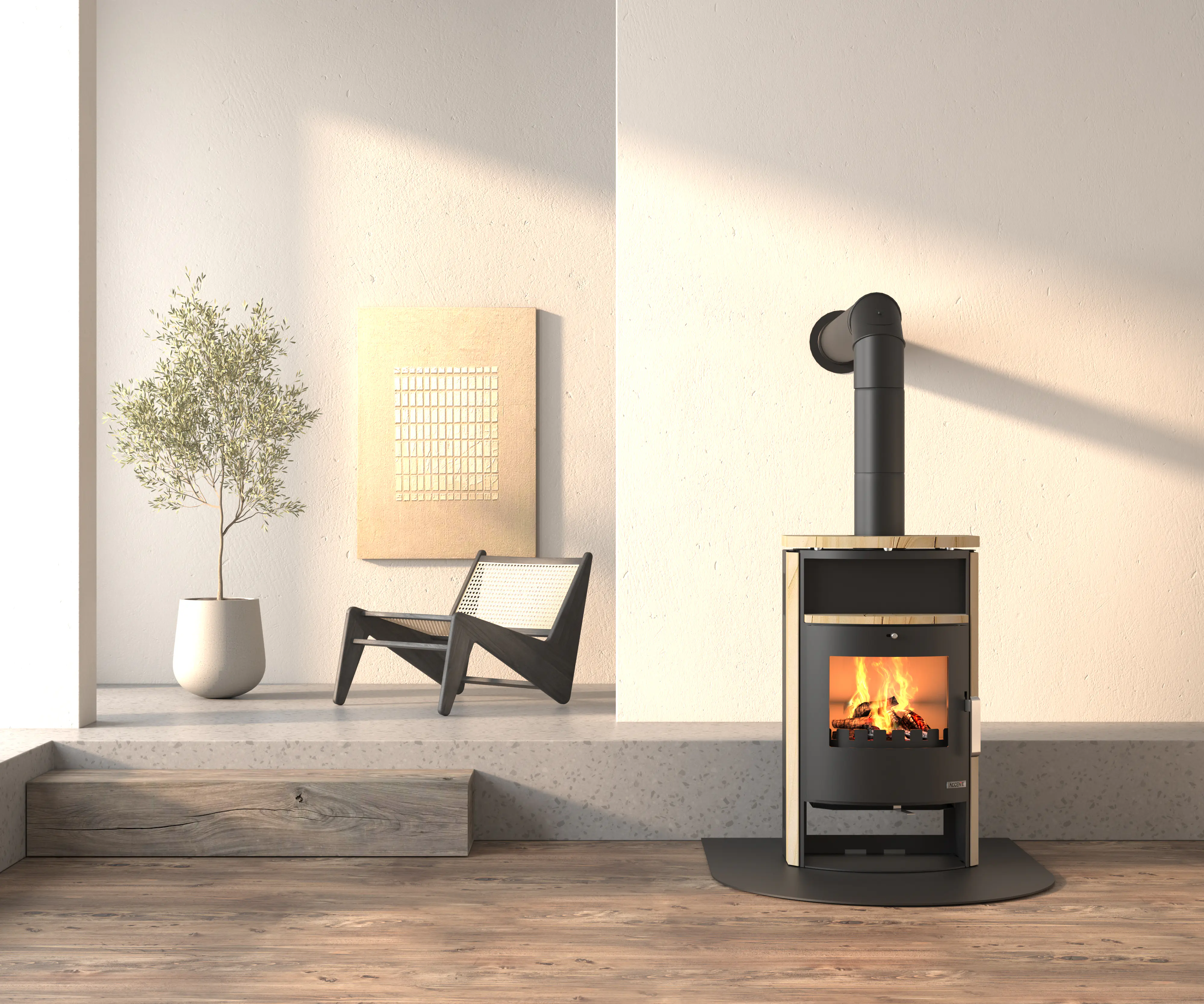 Accente Kaminofen Pamir Sandstein schwarz 6,7 kW