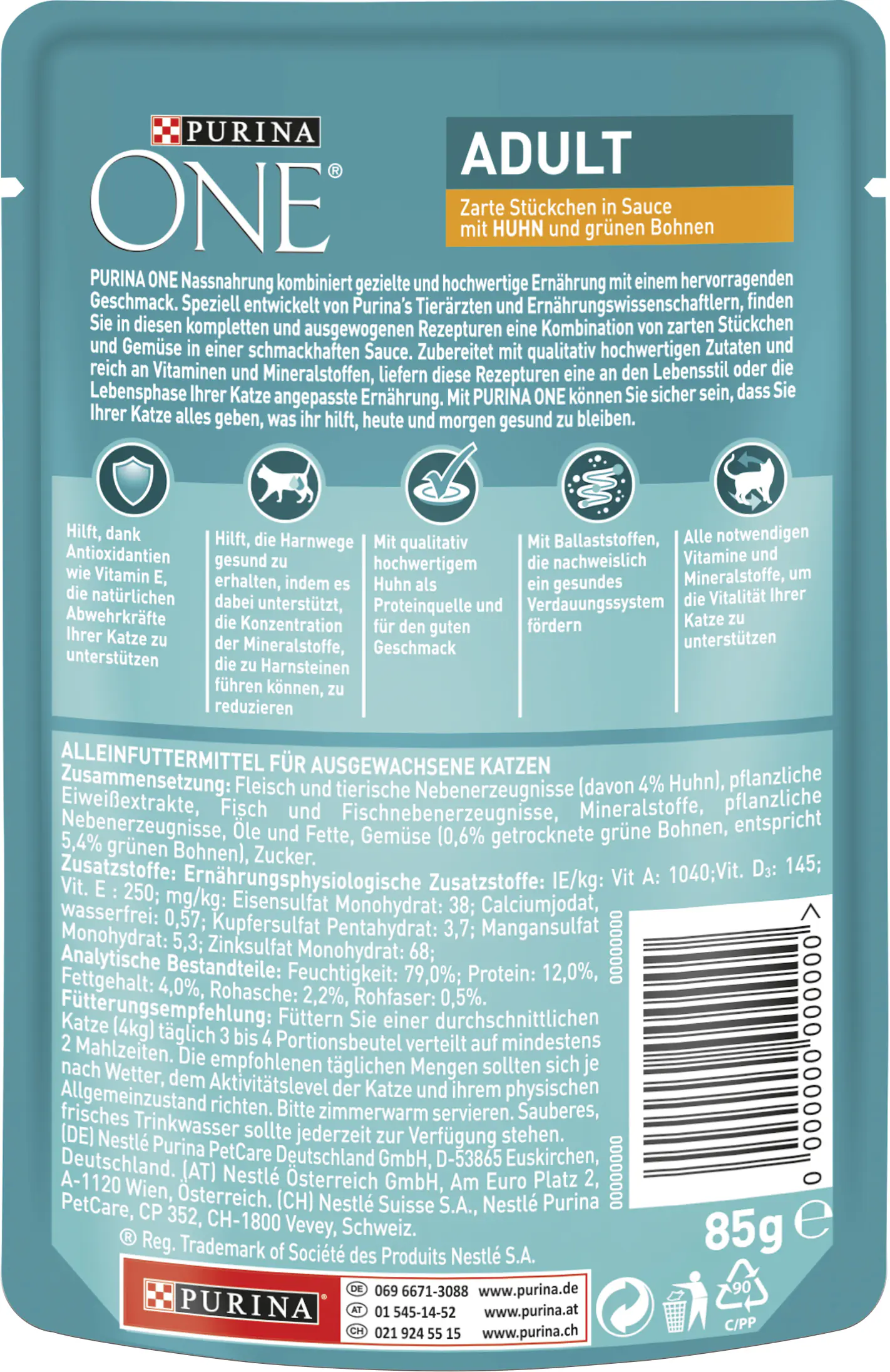 Purina ONE Adult Huhn Katzennassfutter 85 g