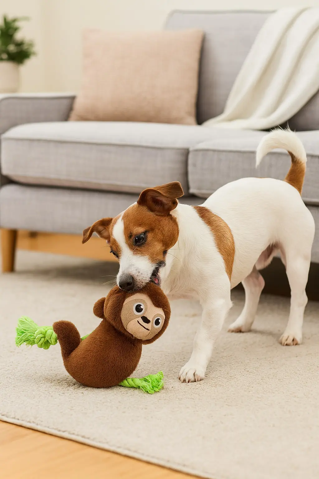 Thempa Hundespielzeug Plüschtier mit Stimme Faultier