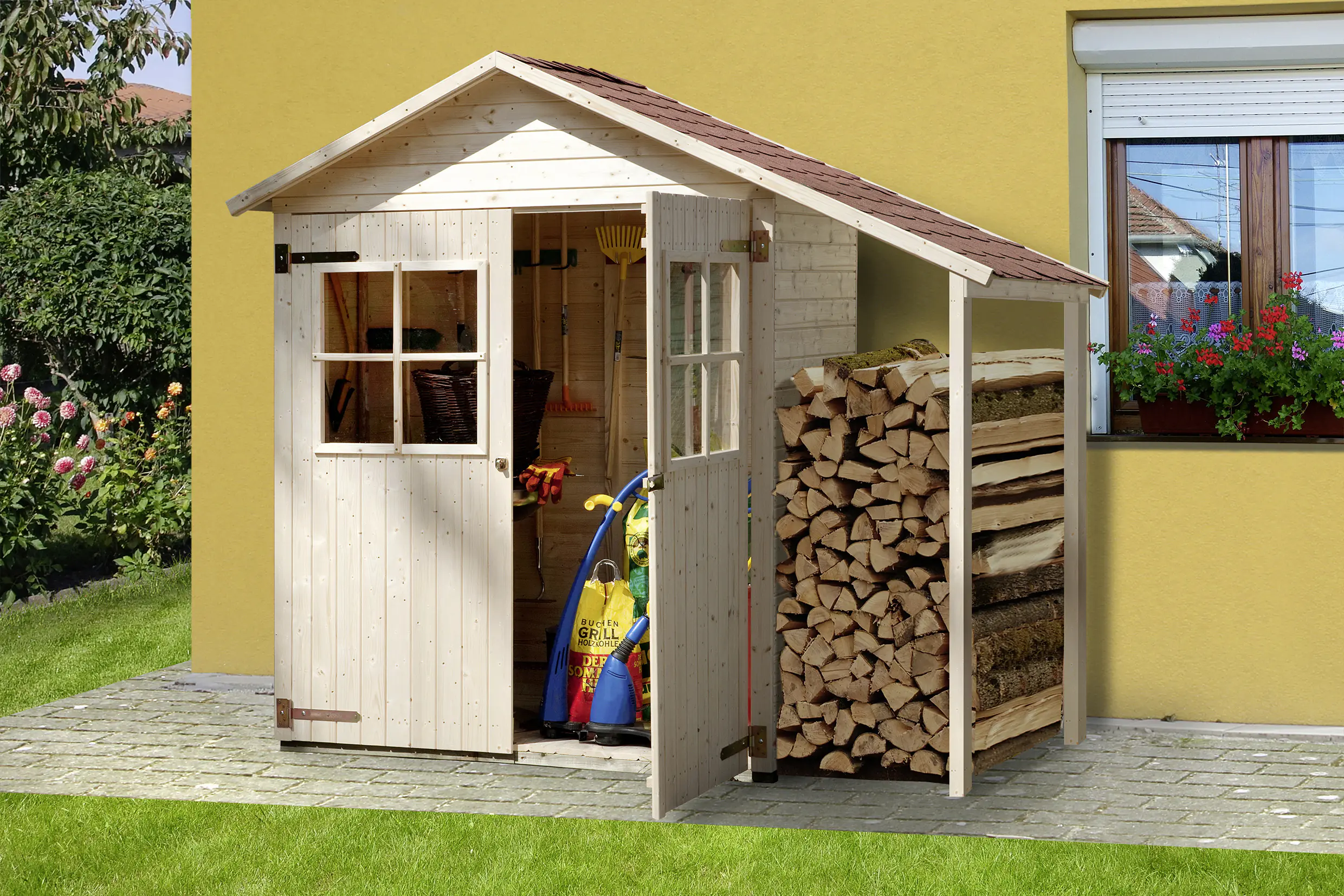 Weka Gerätehaus 357 A 224 x 85 cm natur mit Fußboden