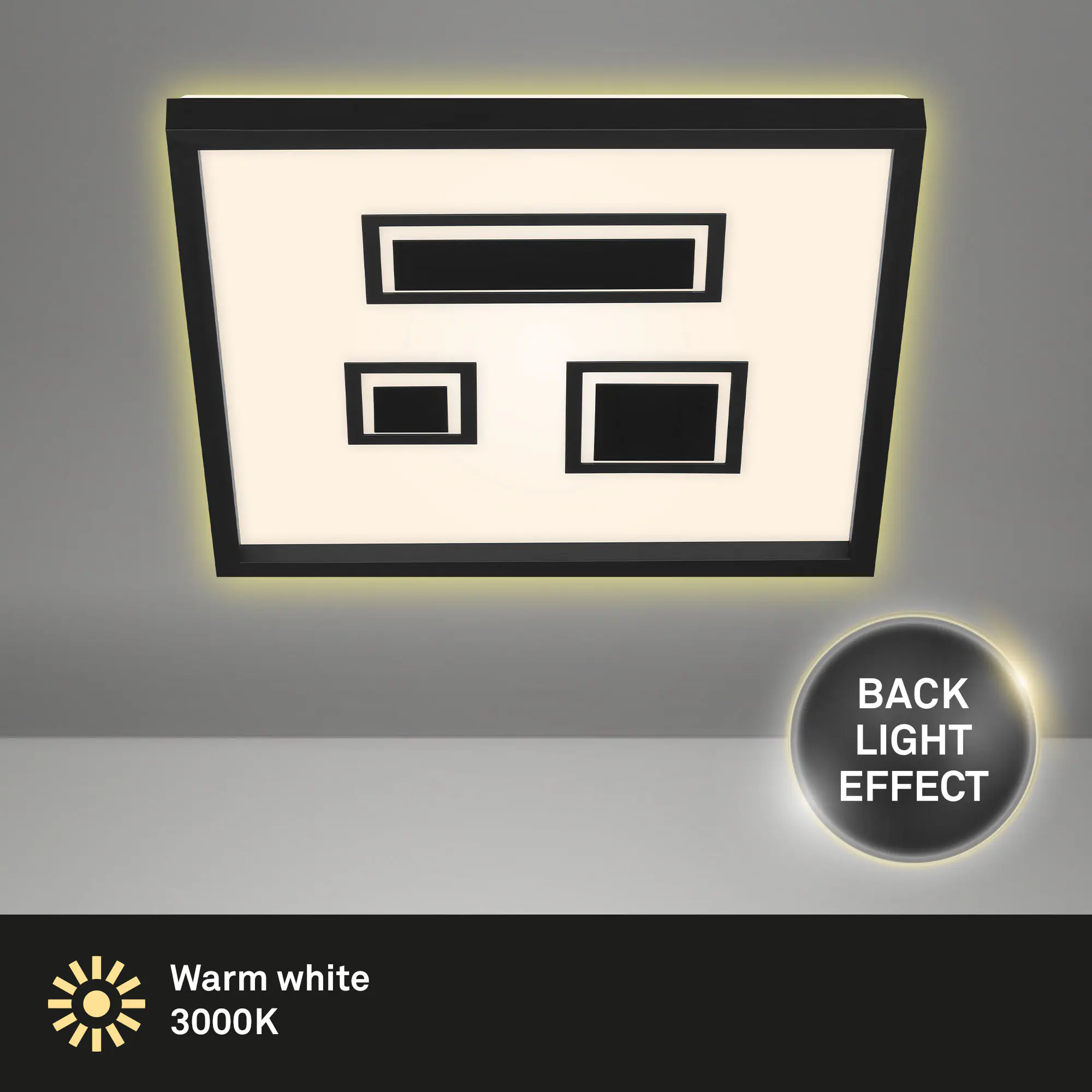 Briloner LED Panel Pac schwarz-weiß 42,3 x 42,3 cm mit Backlight warmweiß