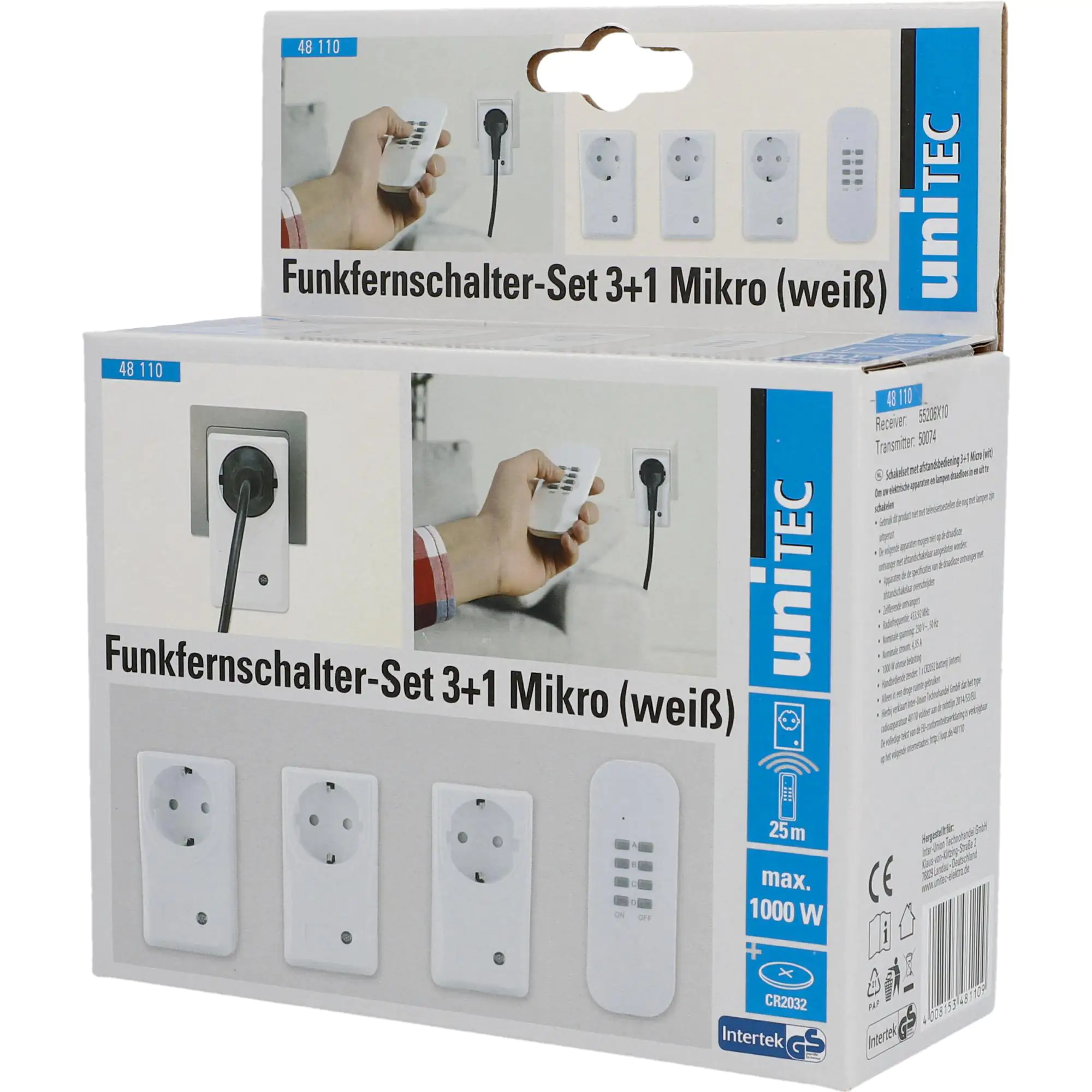 Funkfernschalter-Set 3 Steckdosen + 1 Fernbedienung, weiß Funkfernschalter-Set 3 Steckdosen + 1 Fernbedienung, weiß