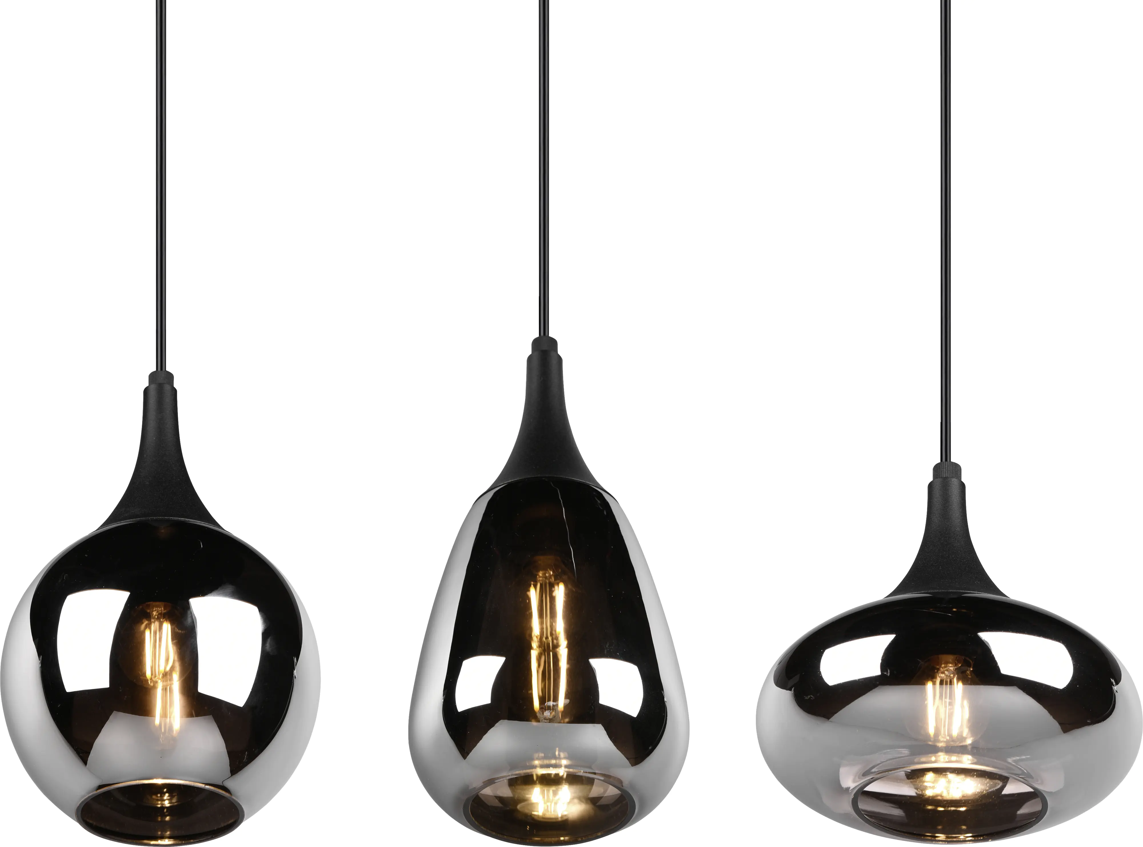 Trio Leuchten LED Pendelleuchte Lumina 3xE14, schwarz, Metall/Glas
