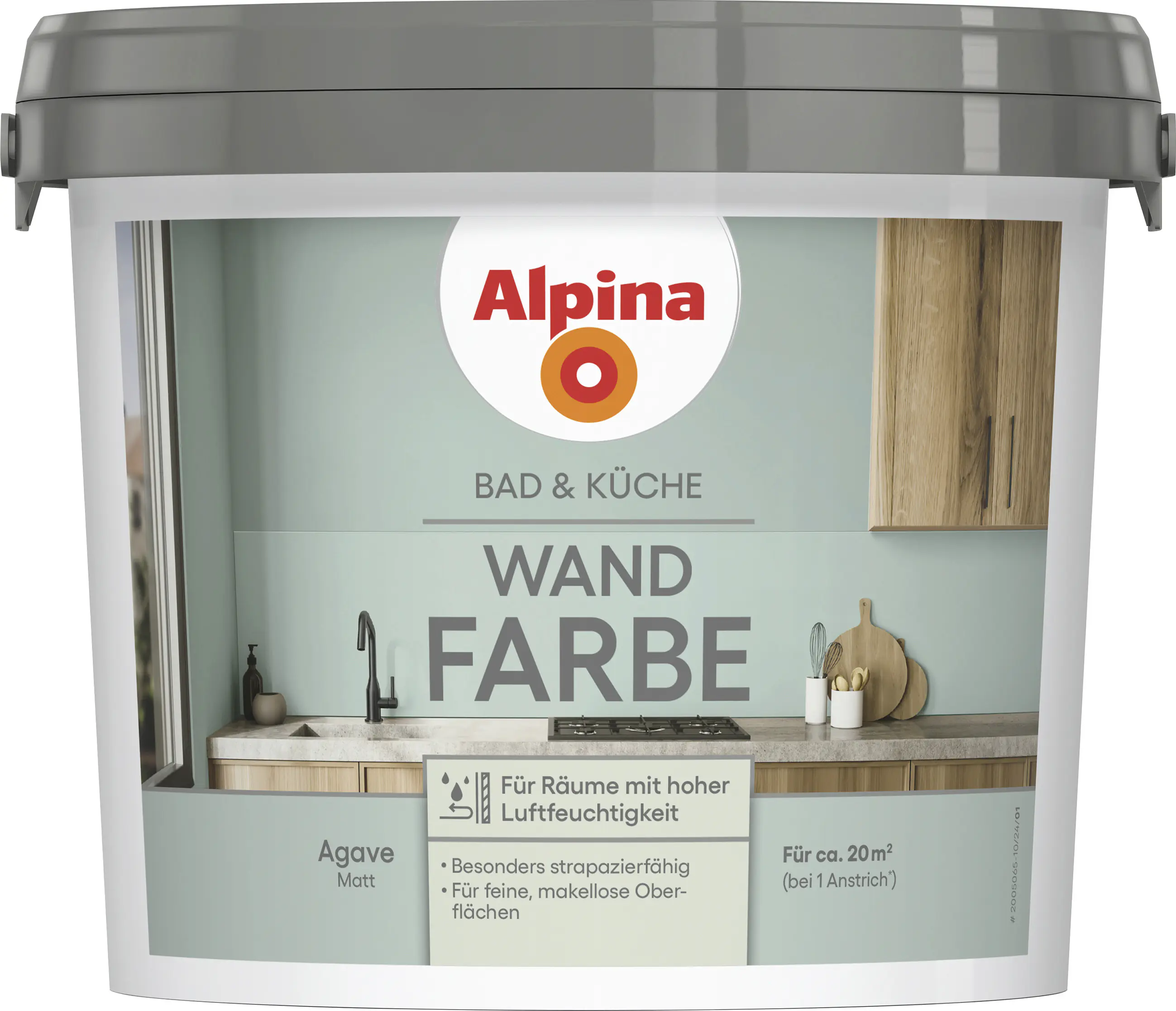Alpina Wandfarbe für Küche & Badezimmer Agave 2,5 L