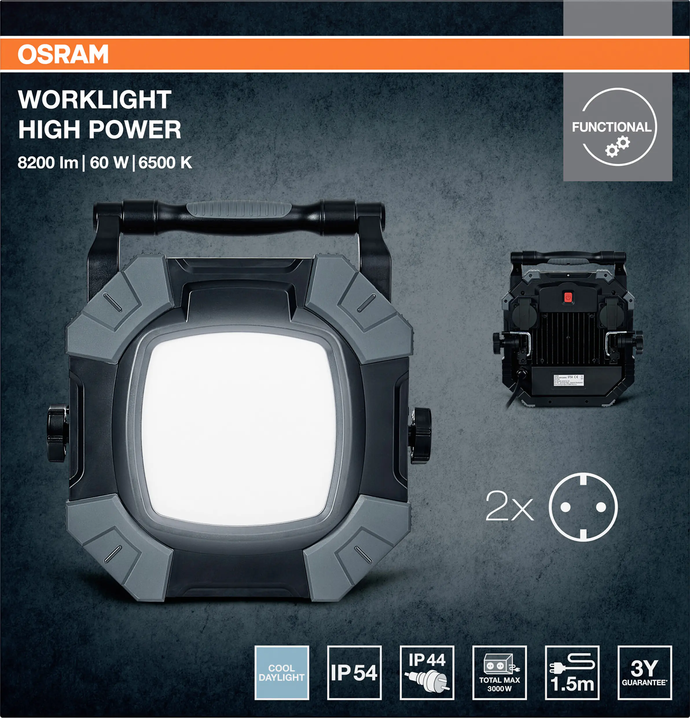 Osram LED Baustrahler Worklight Value 60 W kaltweiß schwarz