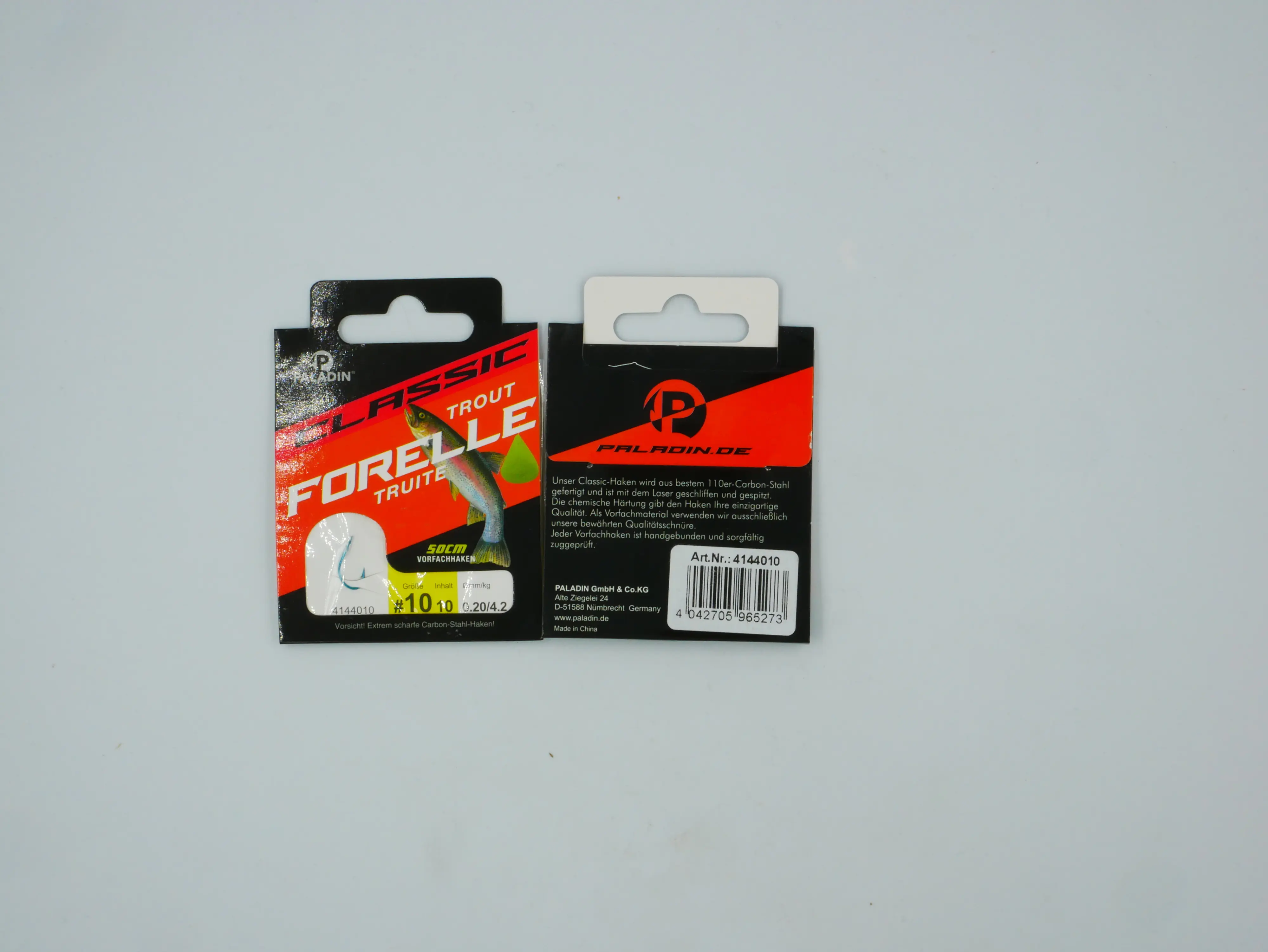 Paladin Forellenhaken gebunden Größe 10 50 cm 10 Stück blau