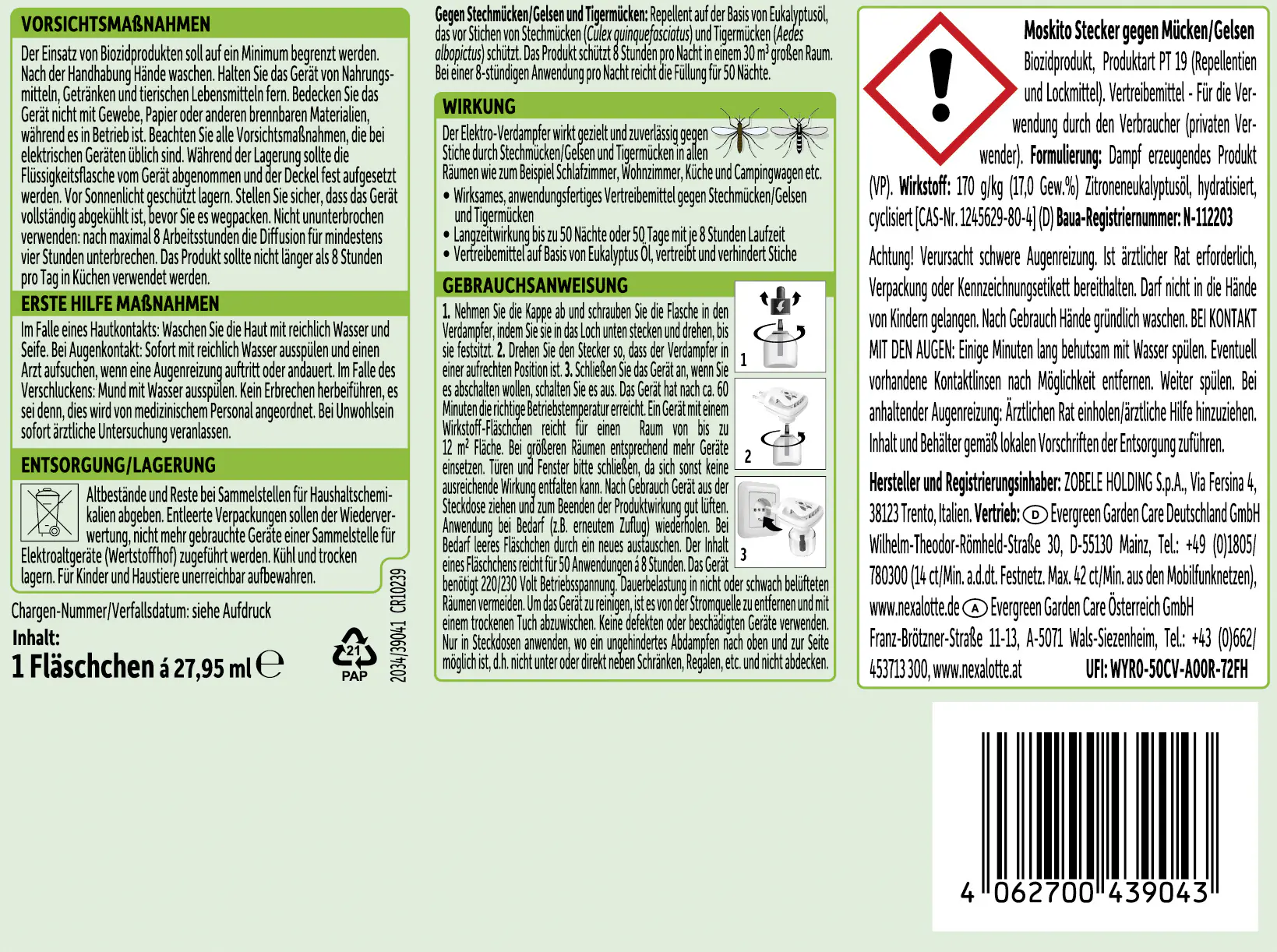 Nexa Lotte MoskitoStecker gegen Mücken/Gelsen Nachfüllpack 28 ml Nexa Lotte MoskitoStecker gegen Mücken/Gelsen Nachfüllpack 28 ml