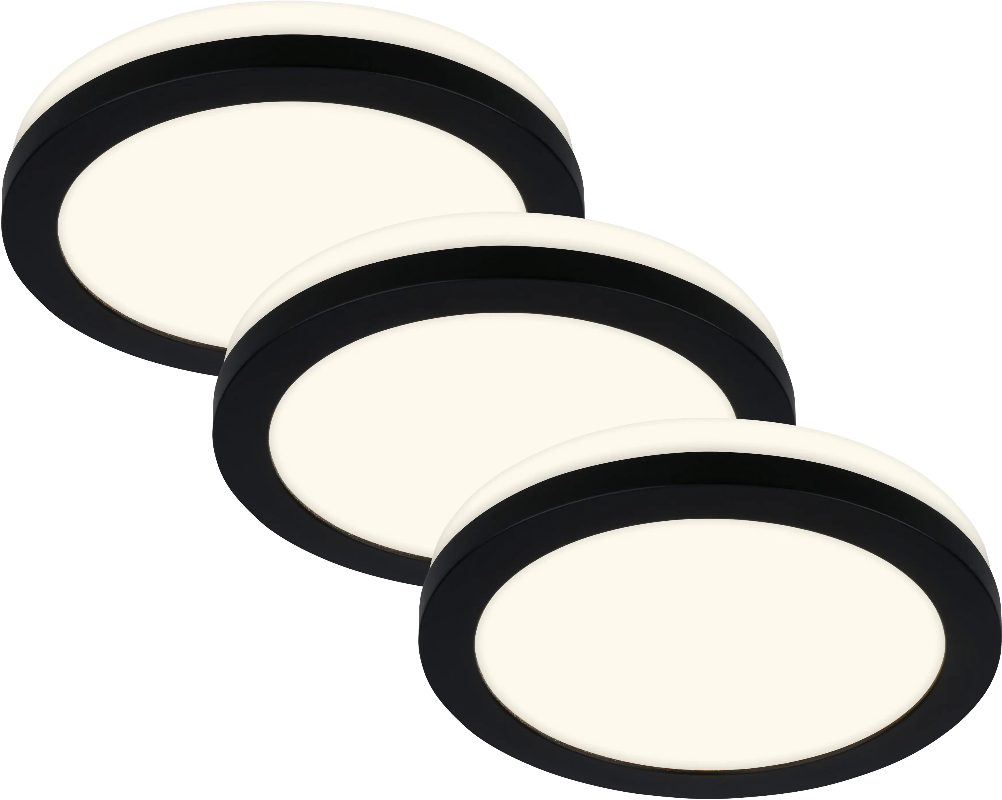 Di-Ka LED Einbauleuchte Sleek 3er Set schwarz Ø 8,4 cm 3W, warmweiß