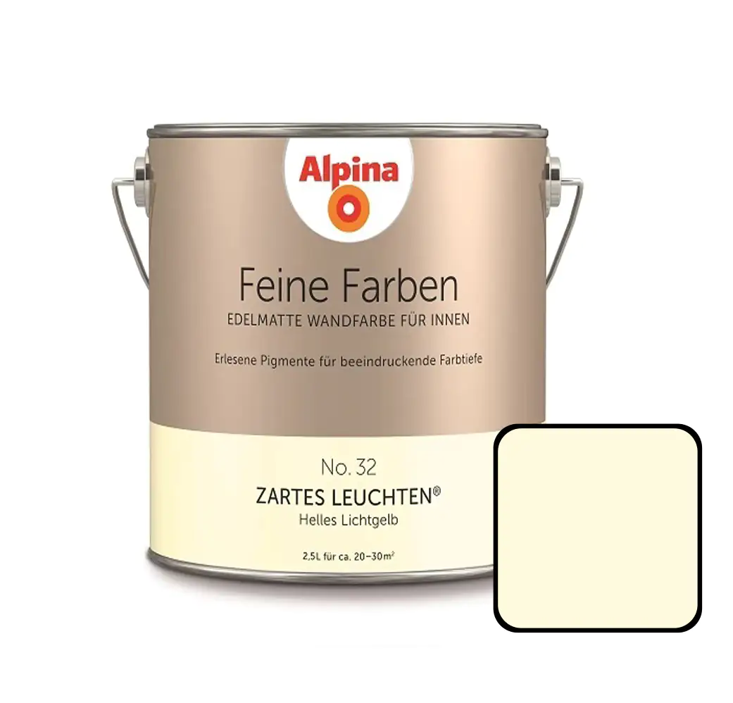 Alpina Feine Farben No. 32 Zartes Leuchten 2,5 L helles lichtgelb edelmatt Alpina Feine Farben No. 32 Zartes Leuchten 2,5 L helles lichtgelb edelmatt