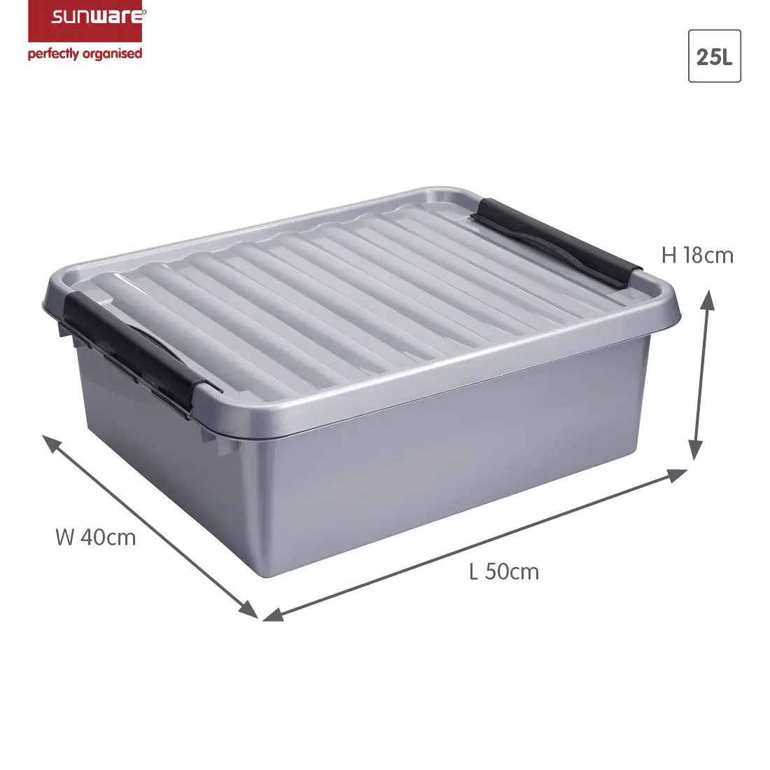 Sunware Aufbewahrungsbox Q-line 25L metallfarbig schwarz 50 x 40 x 18 cm Sunware Aufbewahrungsbox Q-line 25L metallfarbig schwarz 50 x 40 x 18 cm