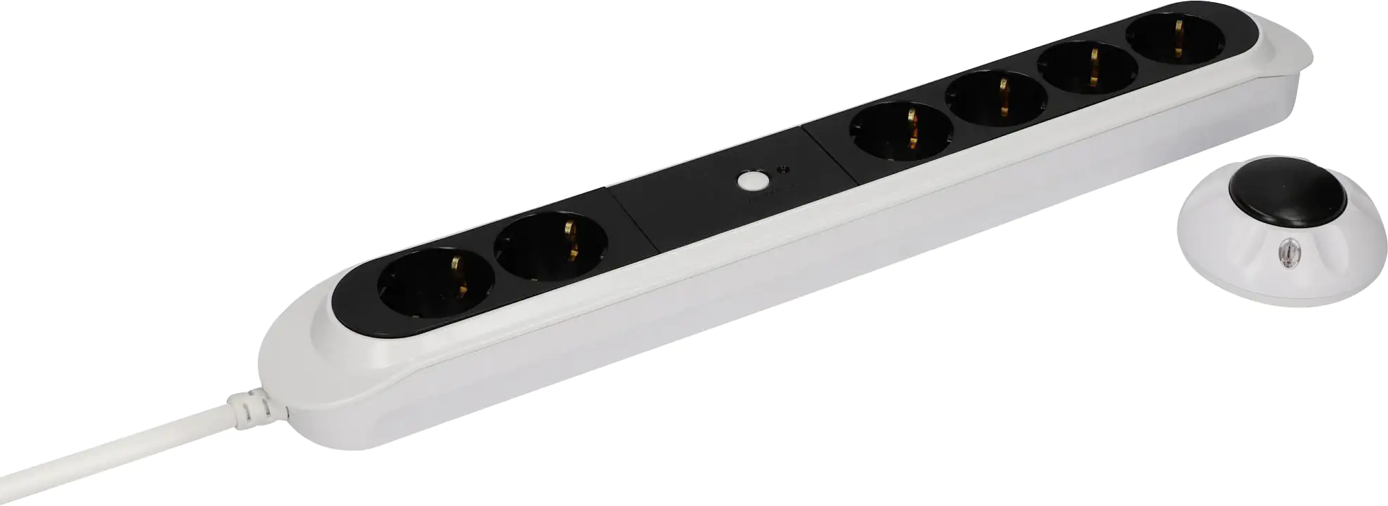 Unitec Steckdosenleiste 6-fach 1,5m mit Funk Fußtretschalter, schwarz weiß