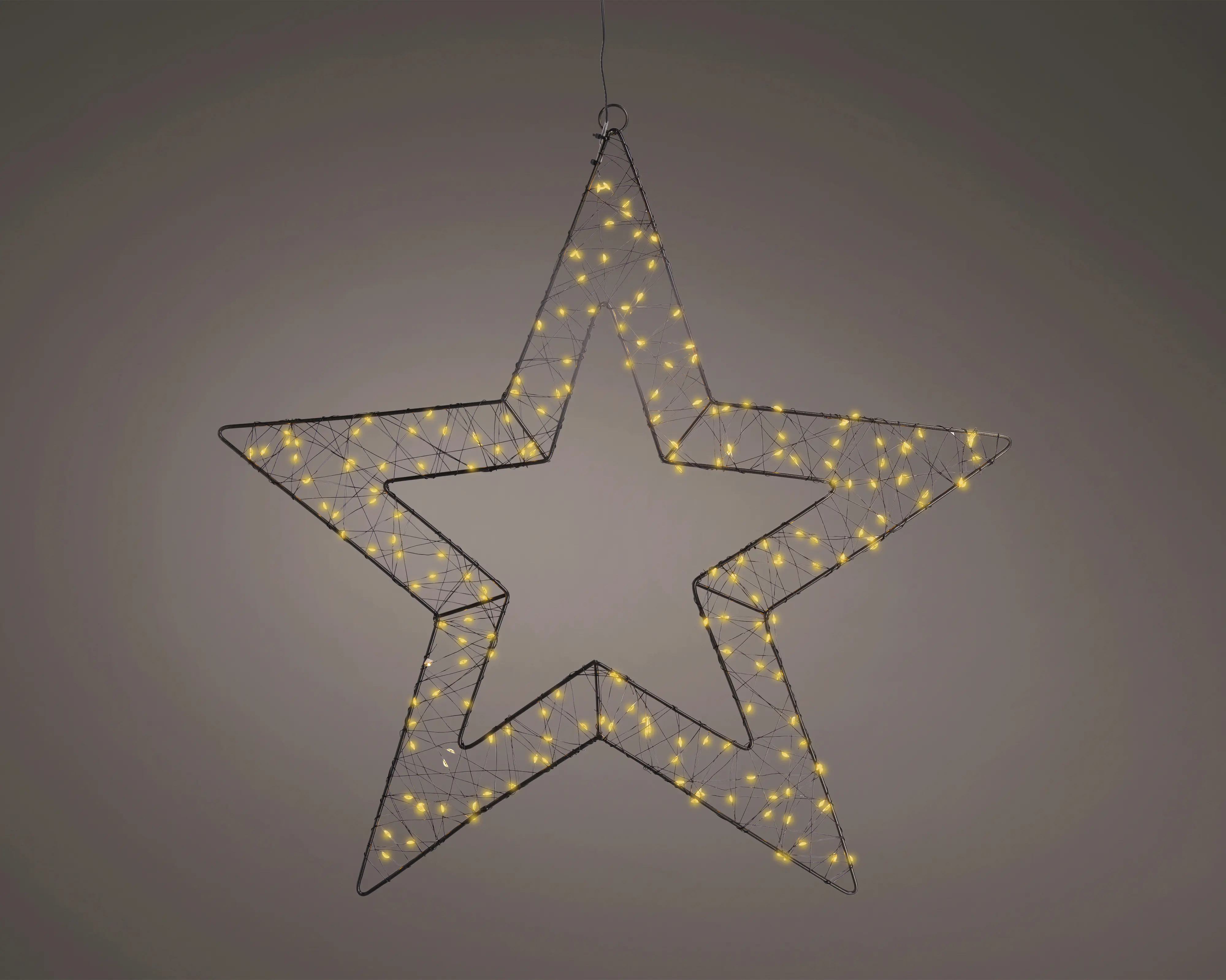 Lumineo LED Stern mit Timer Metall Ø 58 cm warmweiß schwarz