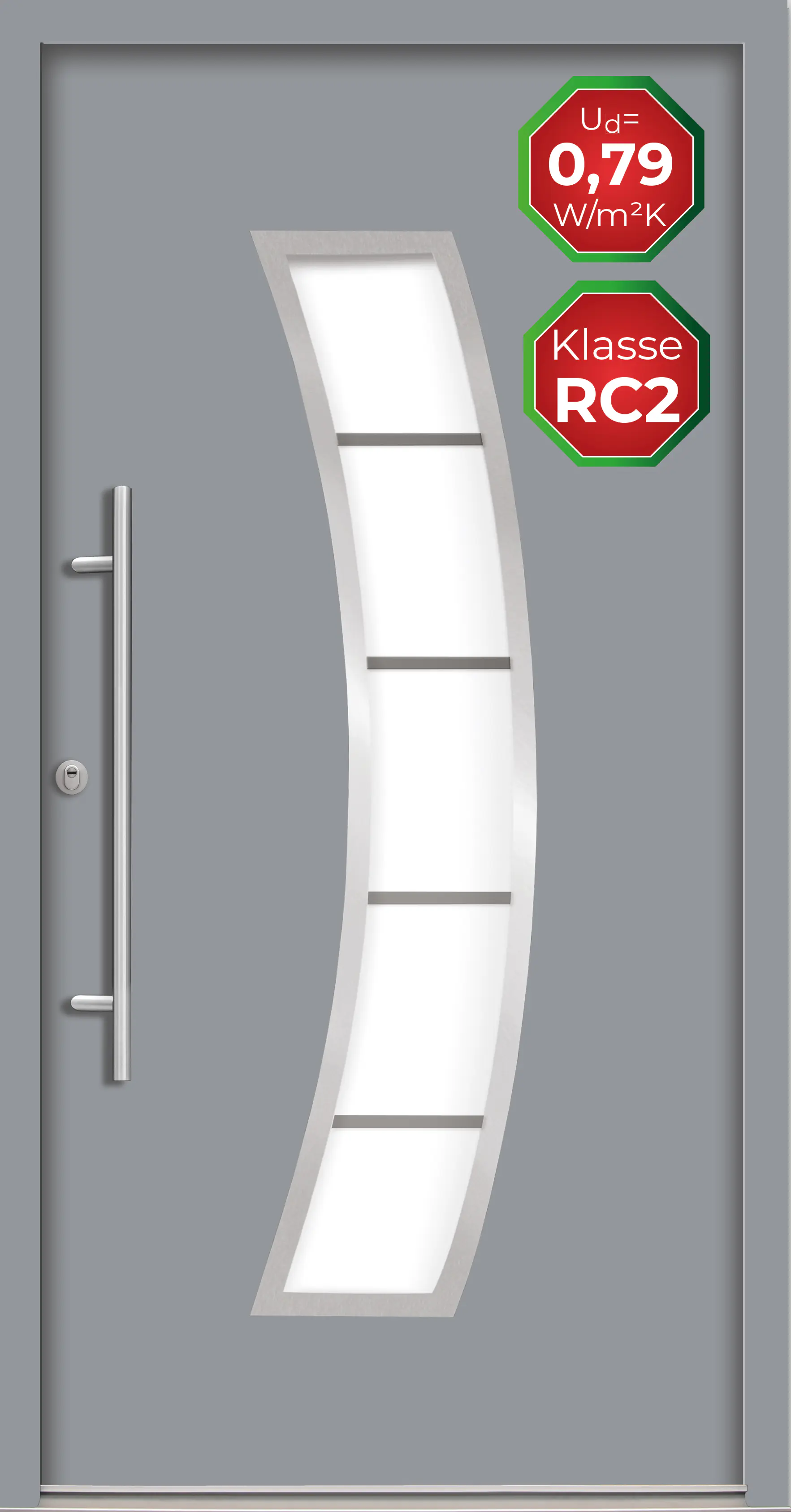 Splendoor Haustür Passivedoor Premium P14 RC2 Grau DIN Links 110 x 210 cm