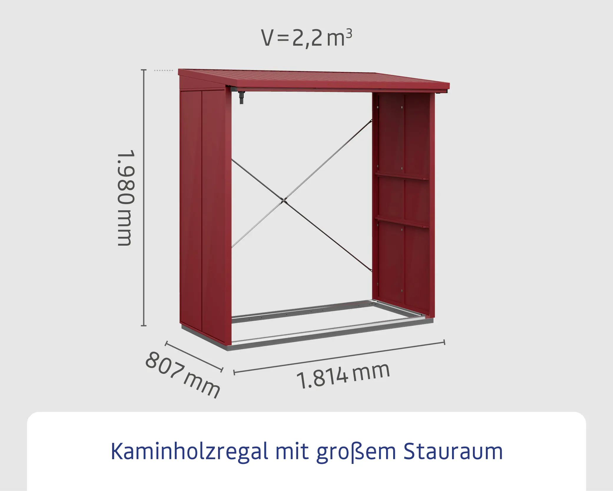 Ecostar Kaminholzregal Elegant-V Typ 2, purpurrot, mit Verstrebung